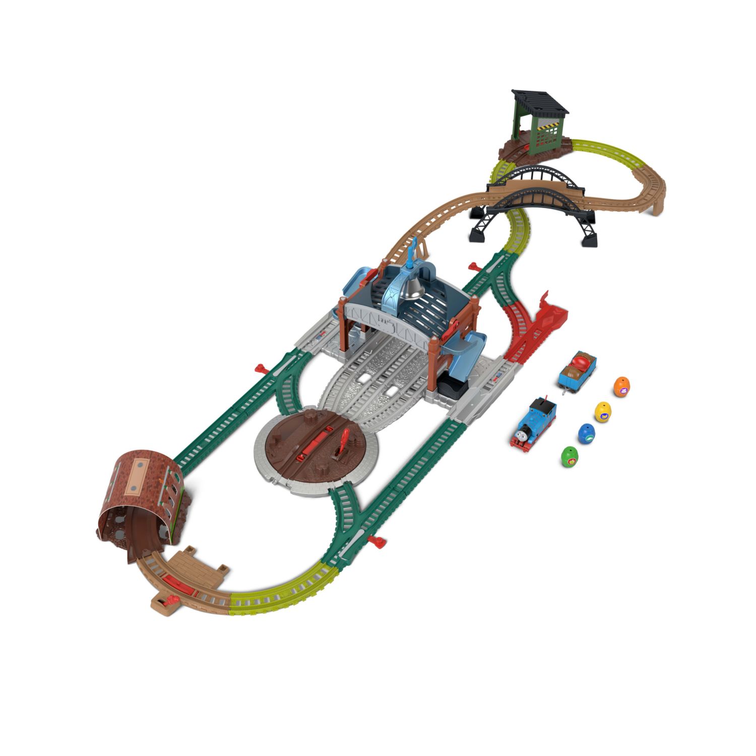 Il trenino thomas - centro di consegna barili, pista di 5 metri con locomotiva thomas motorizzata a pile, vagone merci e barili - THOMAS & FRIENDS