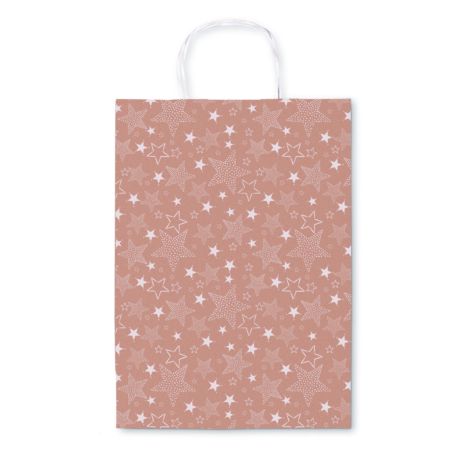 Borsa regalo avana stelle bianche - formato 26x36x12 cm - 