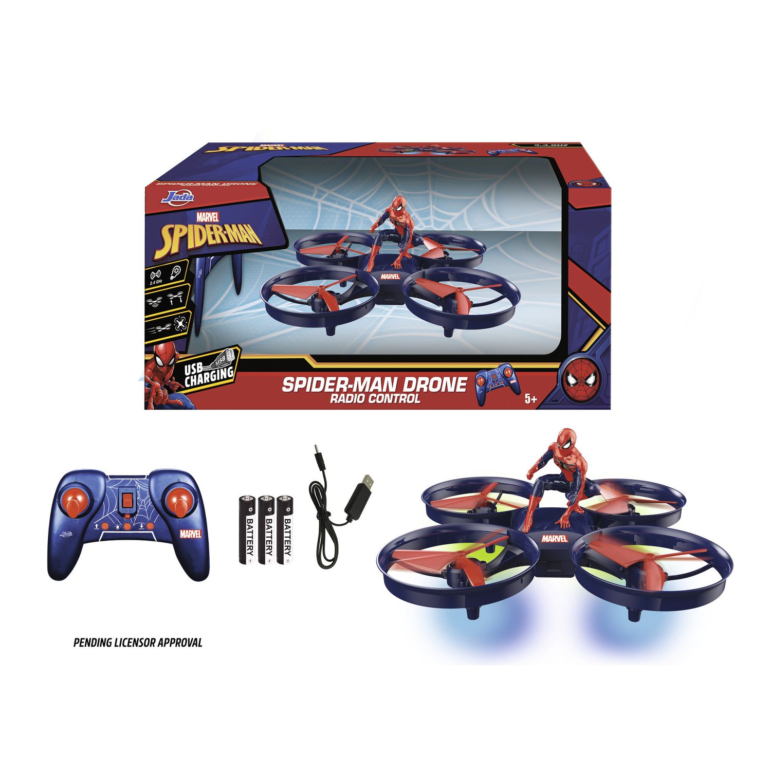 Jada rc spider-man drone 17 cm, 6km/h, 3 velocità. - Spiderman