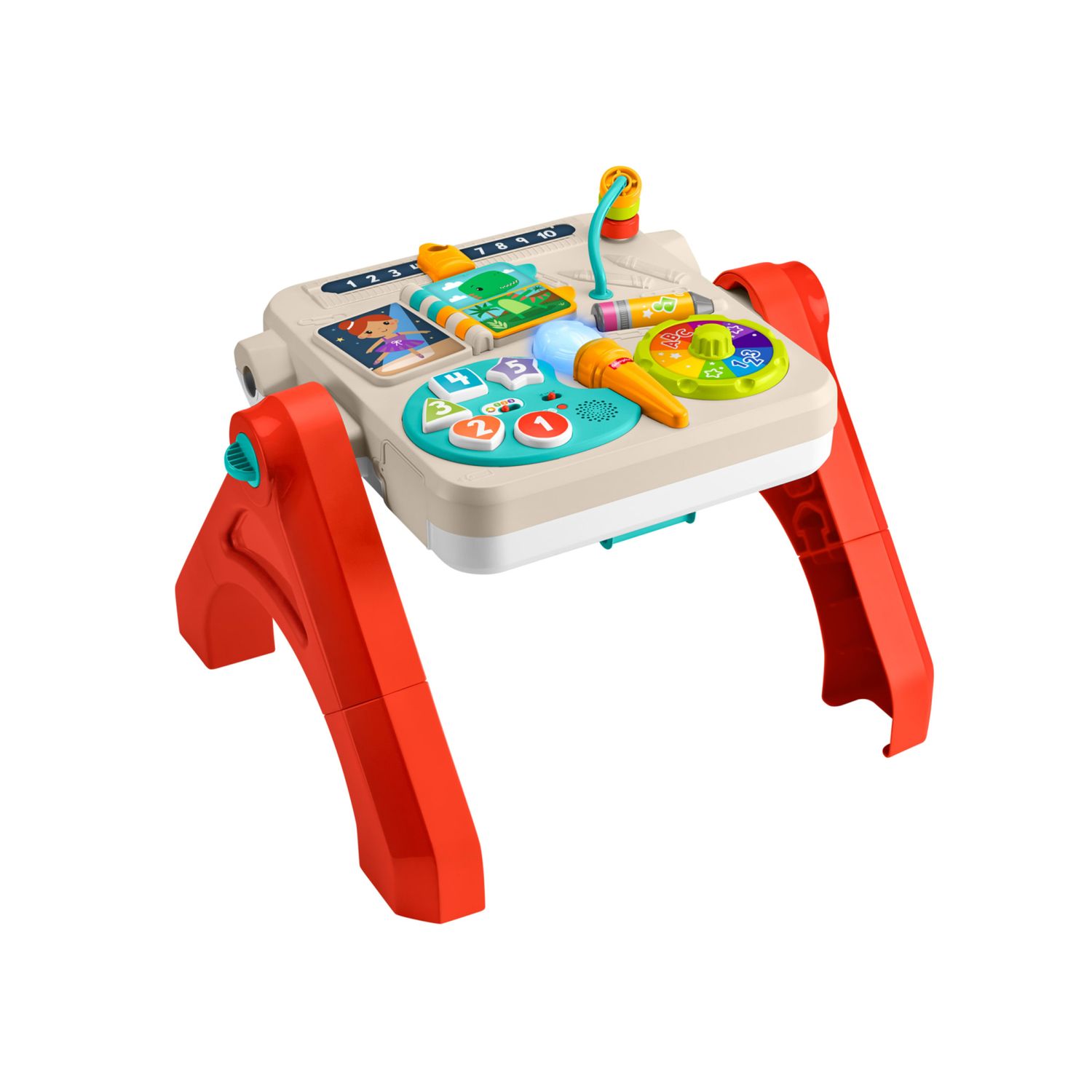 Fisher-price - tavolino attività 4 in 1, pannello interattivo e cavalletto d'arte, con luci, suoni e canzoncine - FISHER PRICE