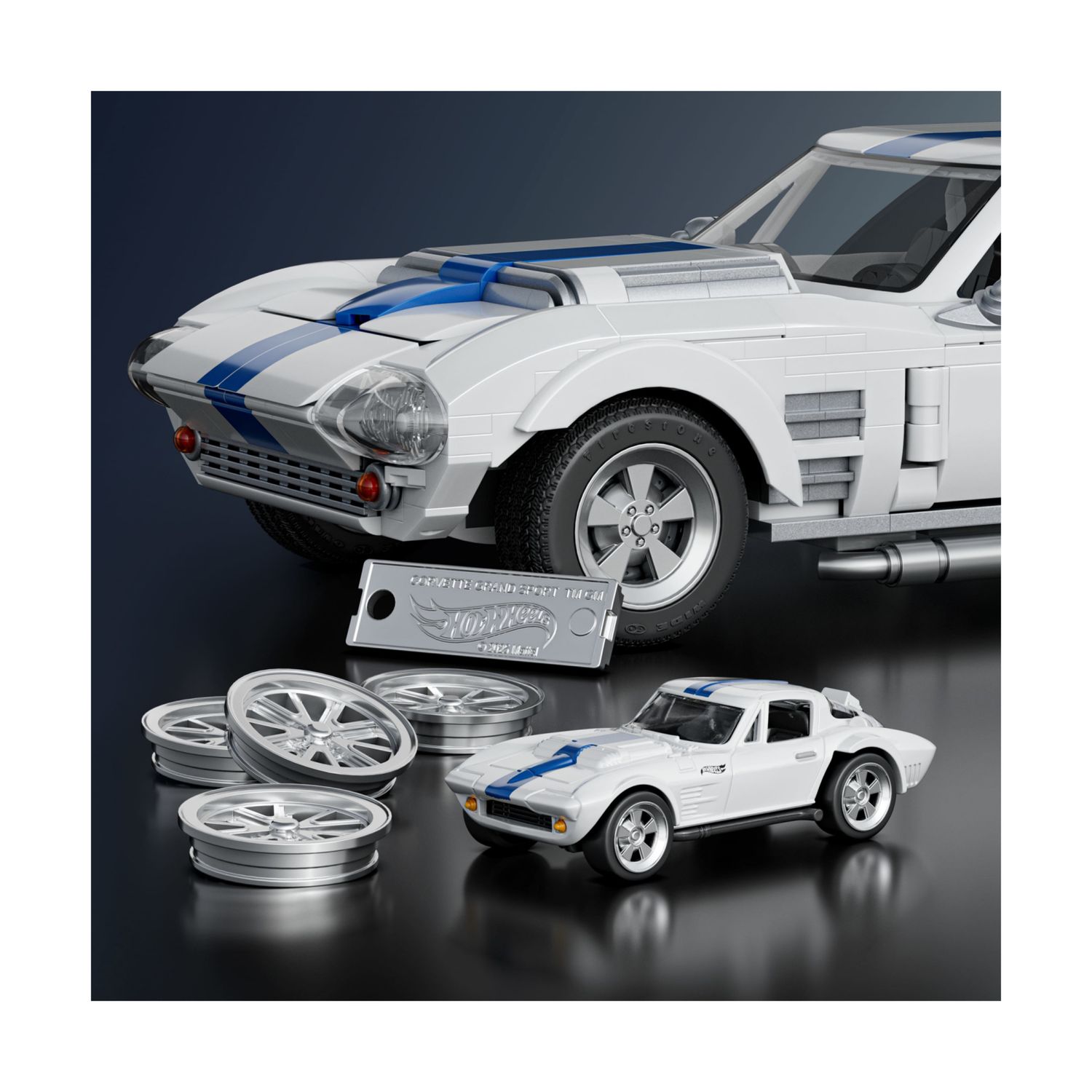 ​​mattel brick shop hot wheels - corvette grand sport serie elite, set da costruire con 918 pezzi, dettagli realistici e adesivi - BRICK SHOP, Hot Wheels