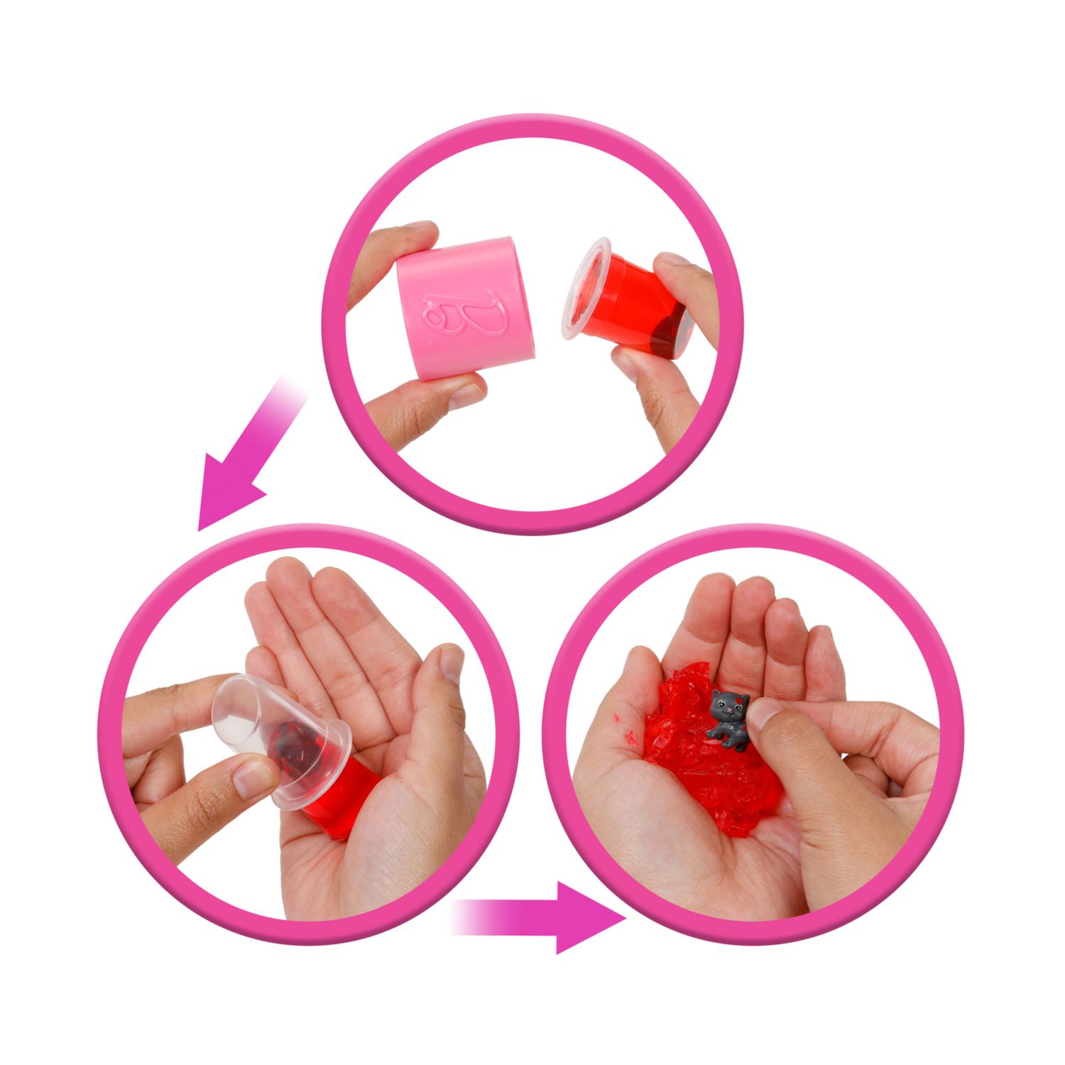 Barbie - party surprise make-up party vestito rosa, bambola con 10 accessori a sorpresa ed effetto cambia colore - Barbie