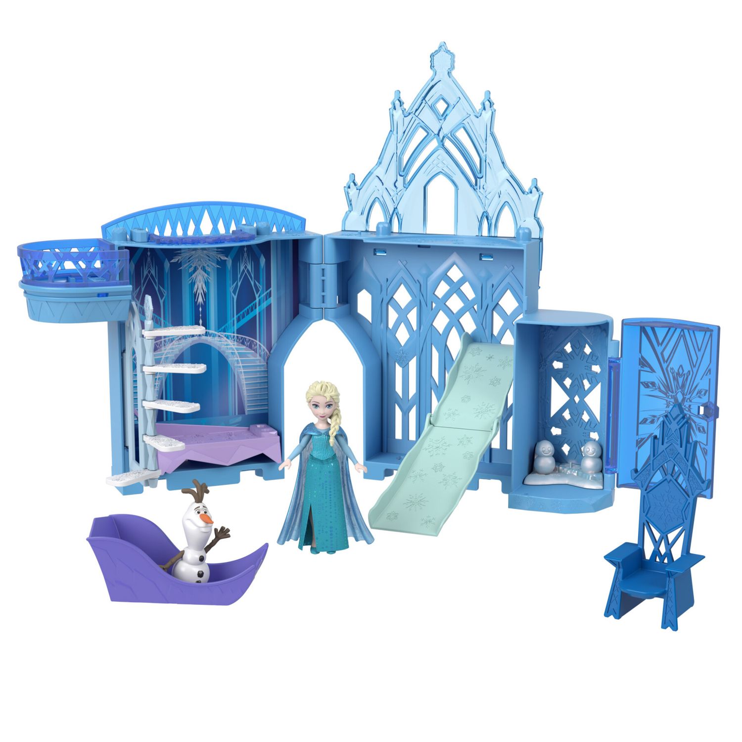 Mattel disney frozen - il palazzo di ghiaccio di elsa, set castello componibile ispirato al film con mini bambola e 8 accessori - DISNEY PRINCESS
