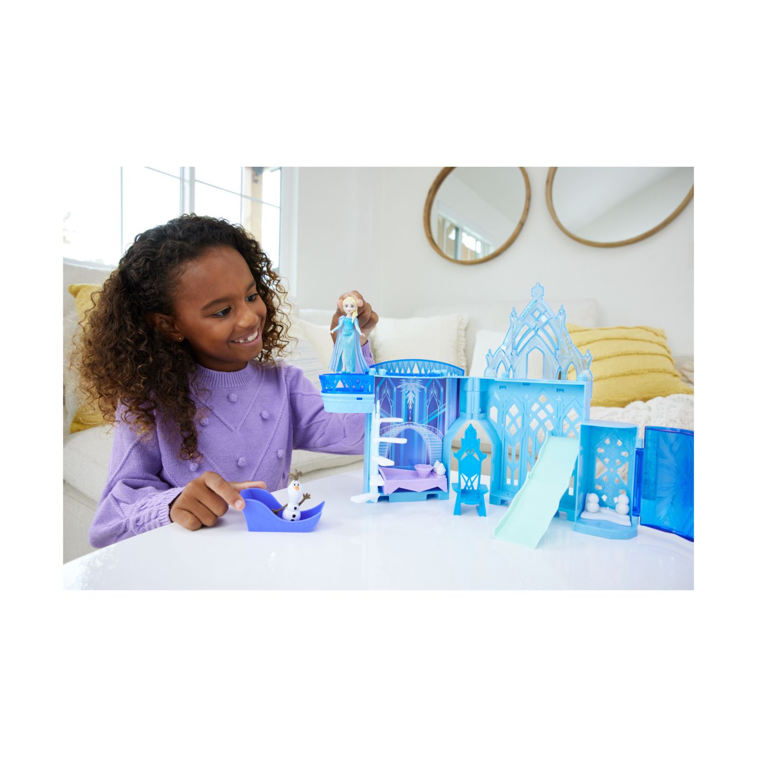 Mattel disney frozen - il palazzo di ghiaccio di elsa, set castello componibile ispirato al film con mini bambola e 8 accessori - DISNEY PRINCESS