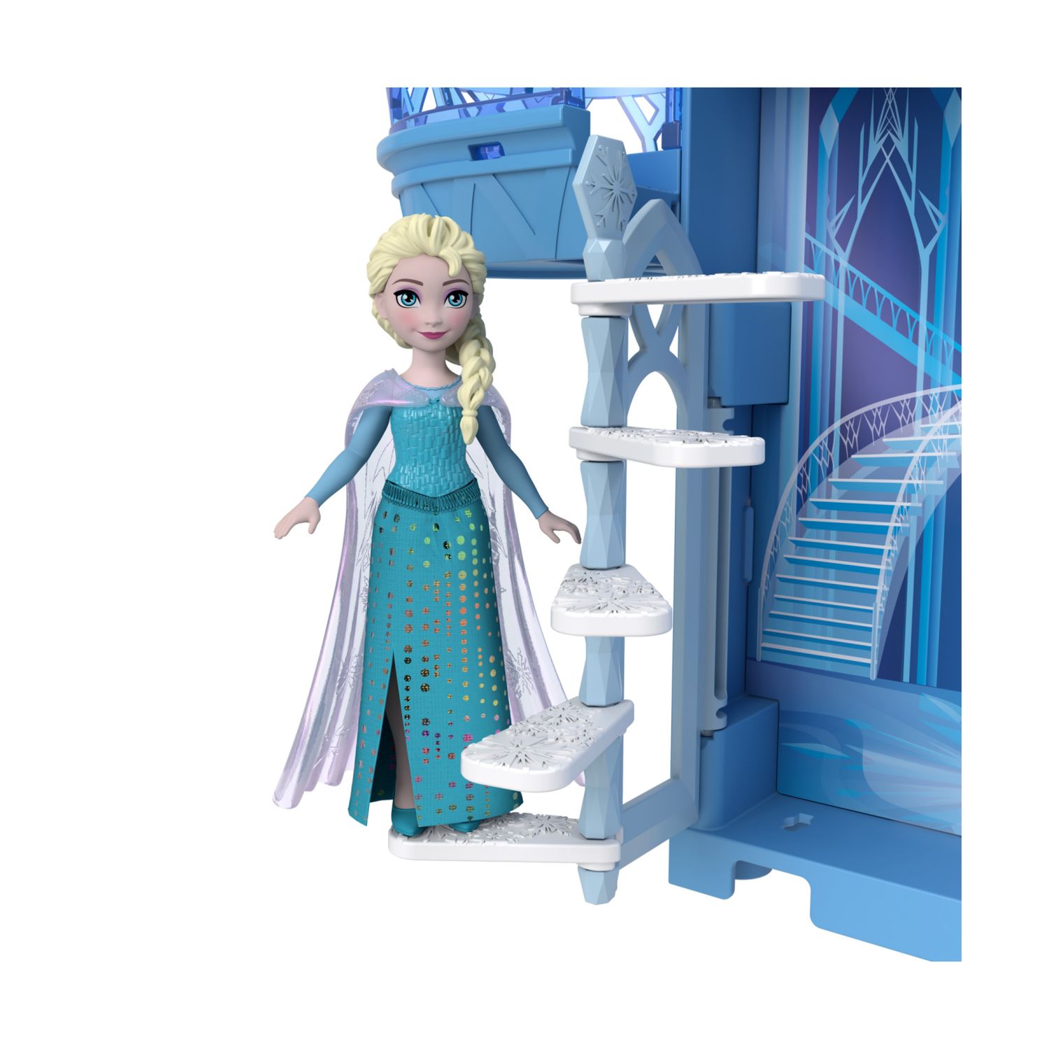 Mattel disney frozen - il palazzo di ghiaccio di elsa, set castello componibile ispirato al film con mini bambola e 8 accessori - DISNEY PRINCESS