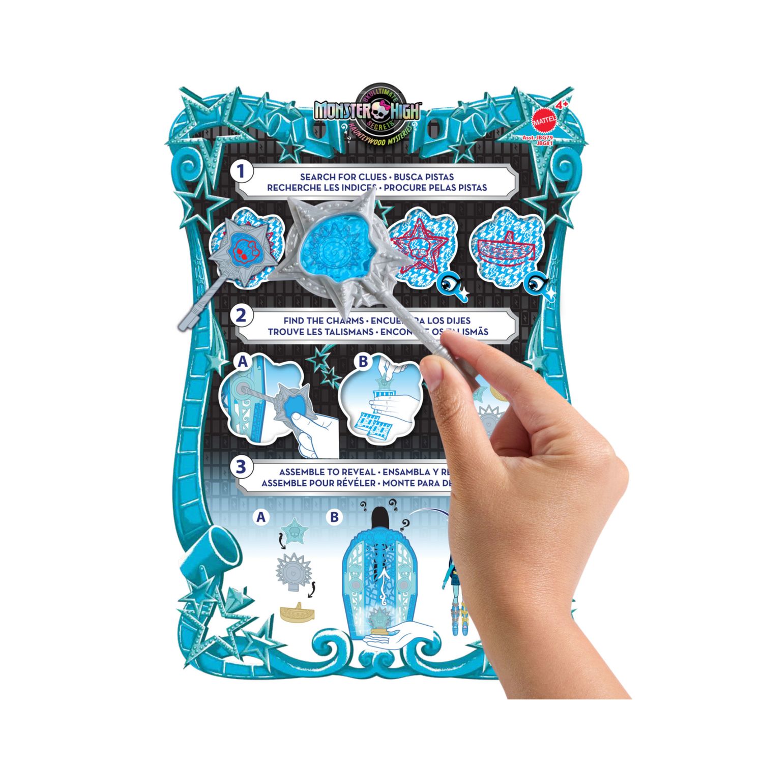 Monster high - frankie stein i misteri di hauntlywood, bambola con abiti, guardaroba e 19 accessori glamour a sorpresa - Monster High