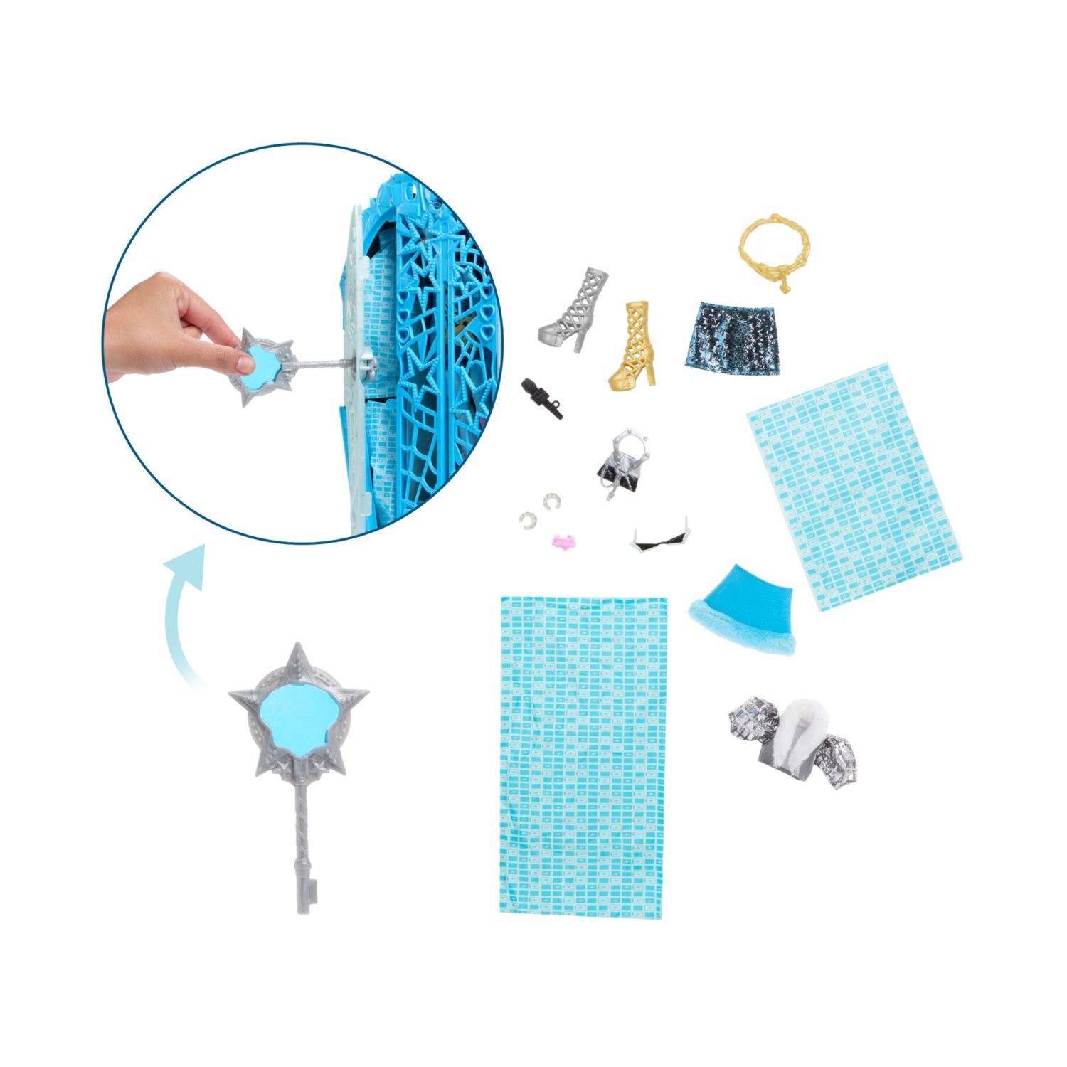 Monster high - frankie stein i misteri di hauntlywood, bambola con abiti, guardaroba e 19 accessori glamour a sorpresa - Monster High