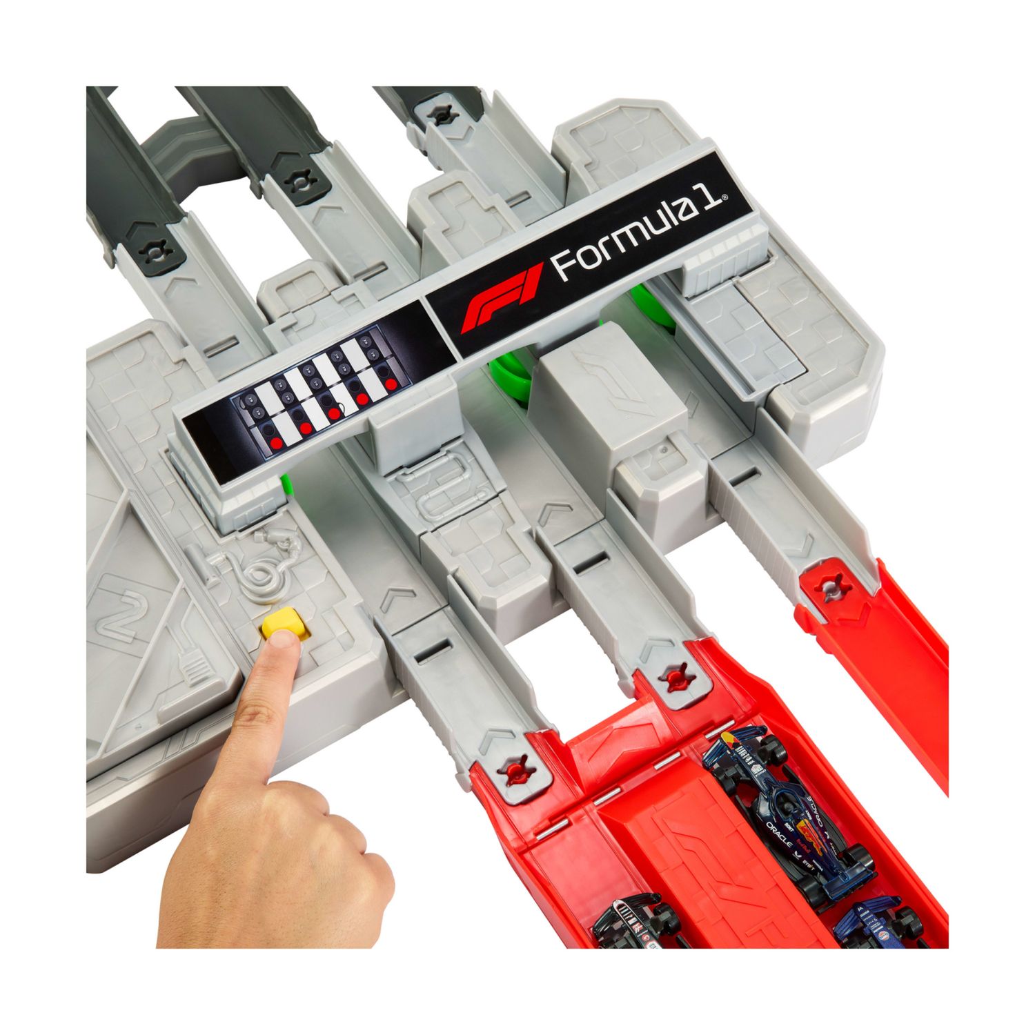 Hot wheels racing - circuito grand prix, set pista con due modalità gara e booster motorizzato, include 3 veicoli di formula 1 - Hot Wheels