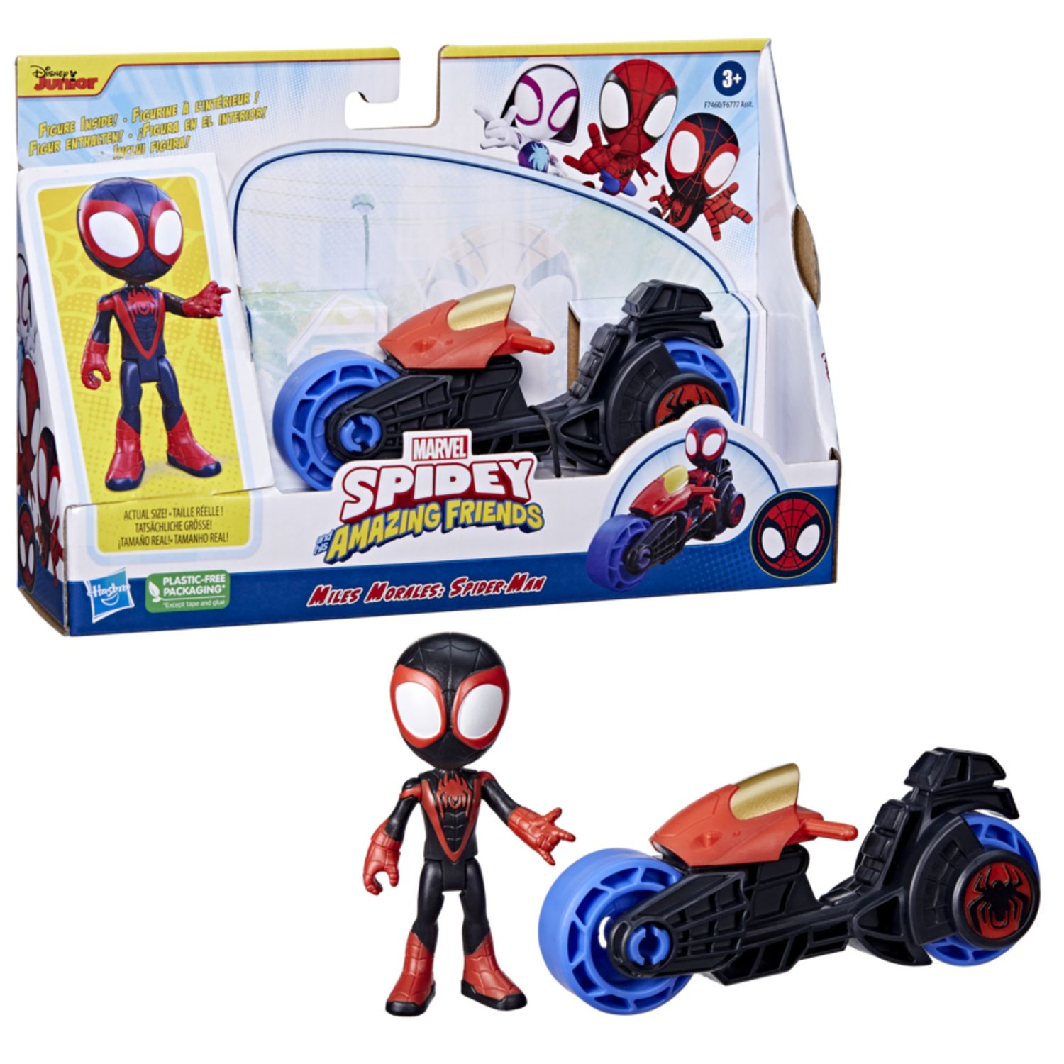 Hasbro marvel spidey e i suoi fantastici amici - action figure con moto giocattolo, giocattoli prescolari per bambini e bambine - SPIDEY