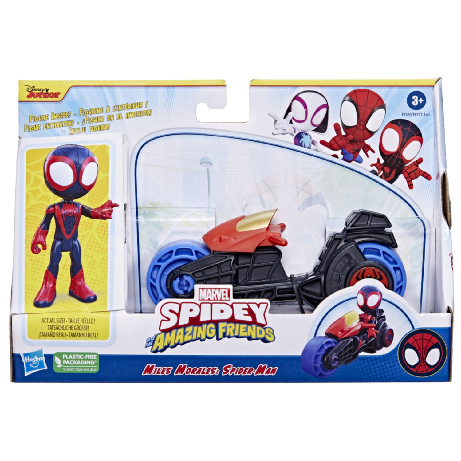 Hasbro marvel spidey e i suoi fantastici amici - action figure con moto giocattolo, giocattoli prescolari per bambini e bambine - SPIDEY