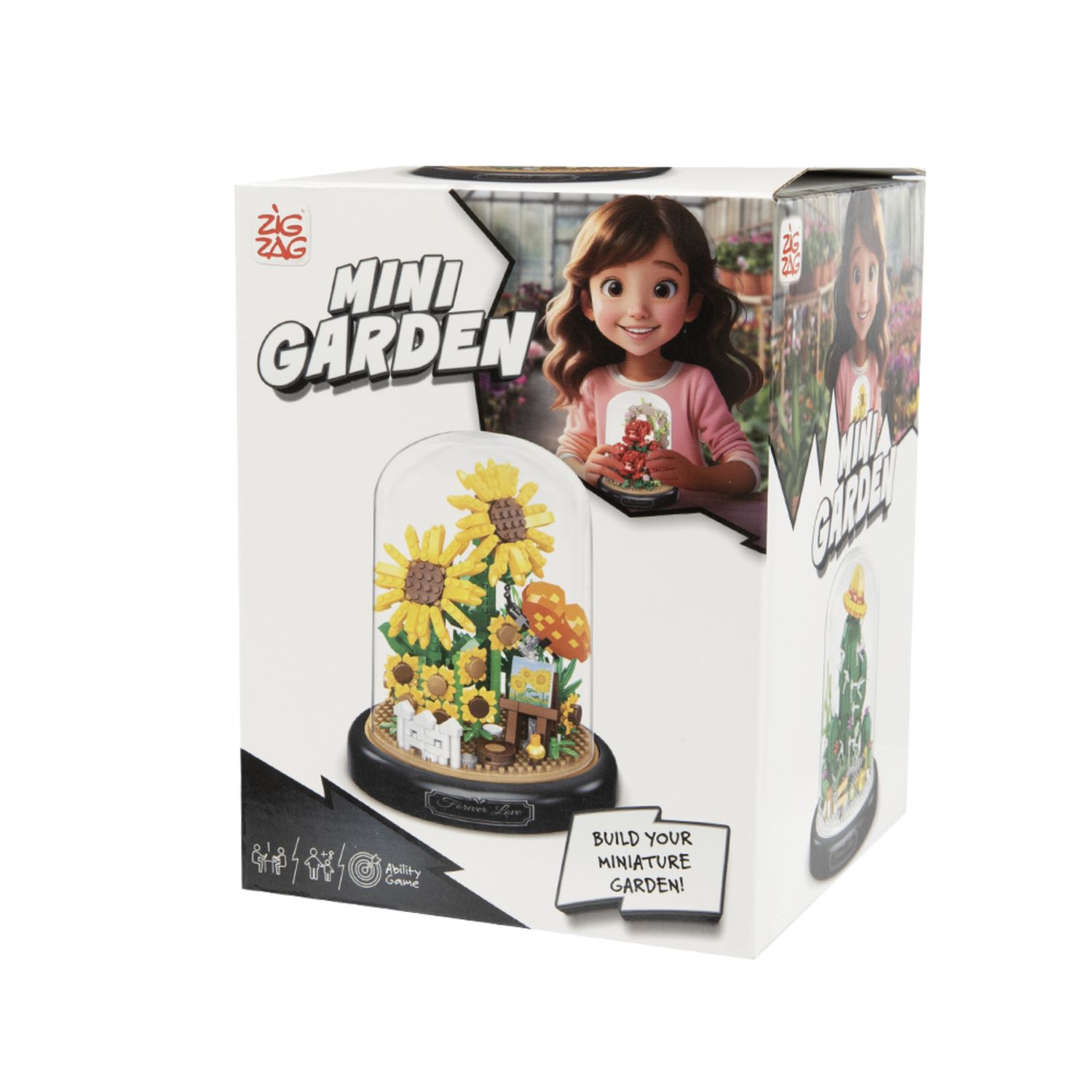 Set giardino miniatura assortito  - mattoncini fiore cactus, rosa, girasole, tulipano - ZIG ZAG