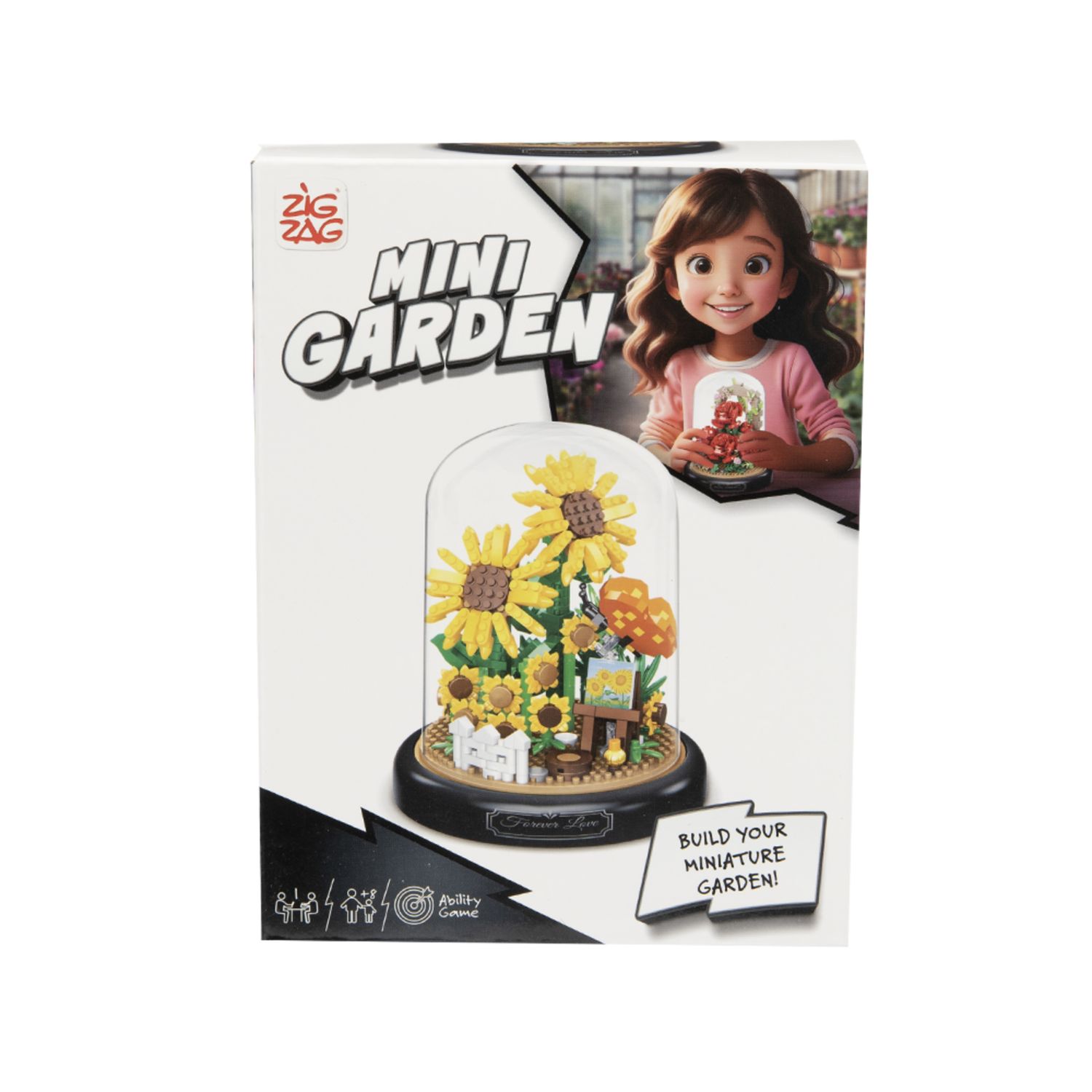 Set giardino miniatura assortito  - mattoncini fiore cactus, rosa, girasole, tulipano - ZIG ZAG