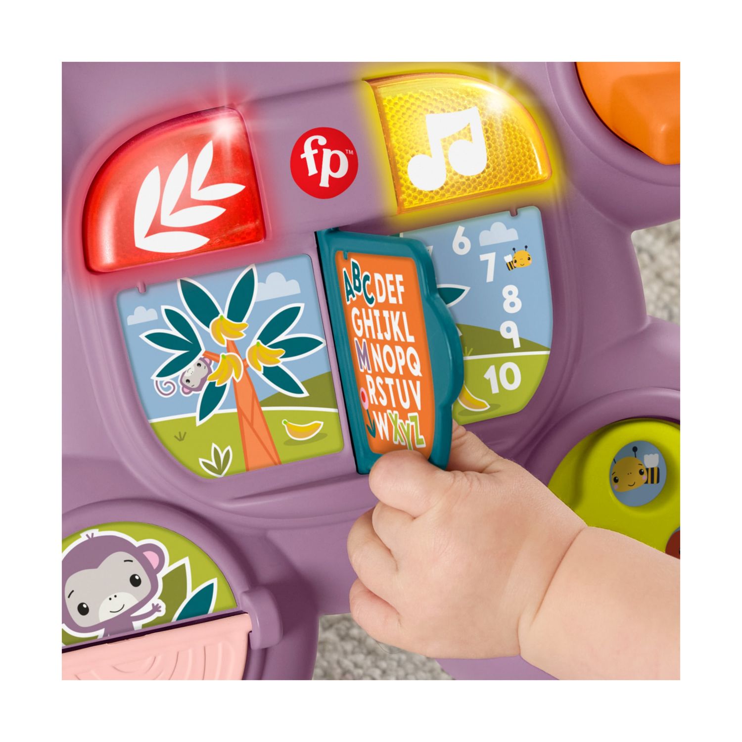 Fisher-price - scimmietta viola primi passi, set per imparare a camminare con musica, luci e attività, 2 modalità di gioco da seduti e in piedi - FISHER PRICE