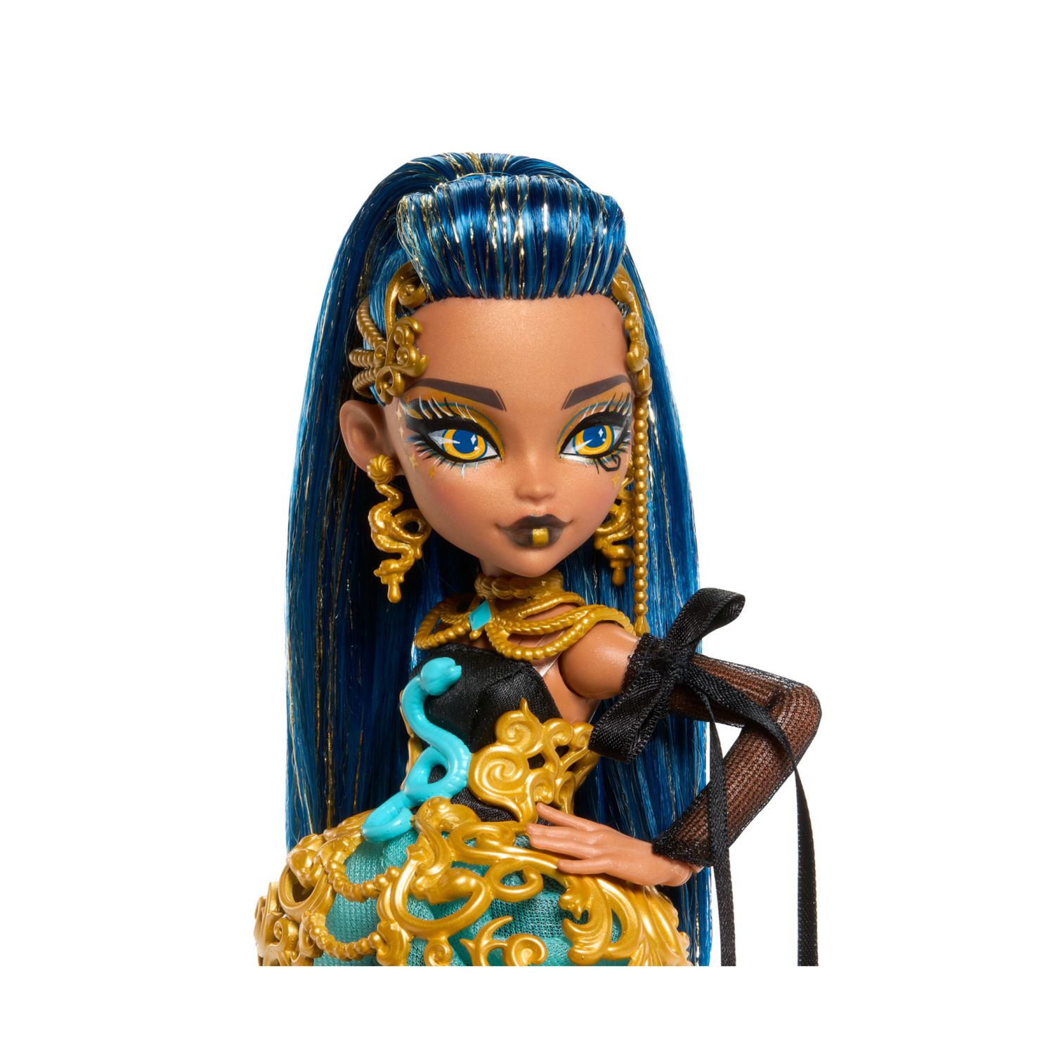 Monster high - cleo de nile scary sweet birthday, bambola con abito da party dorato e accessori a tema - Monster High