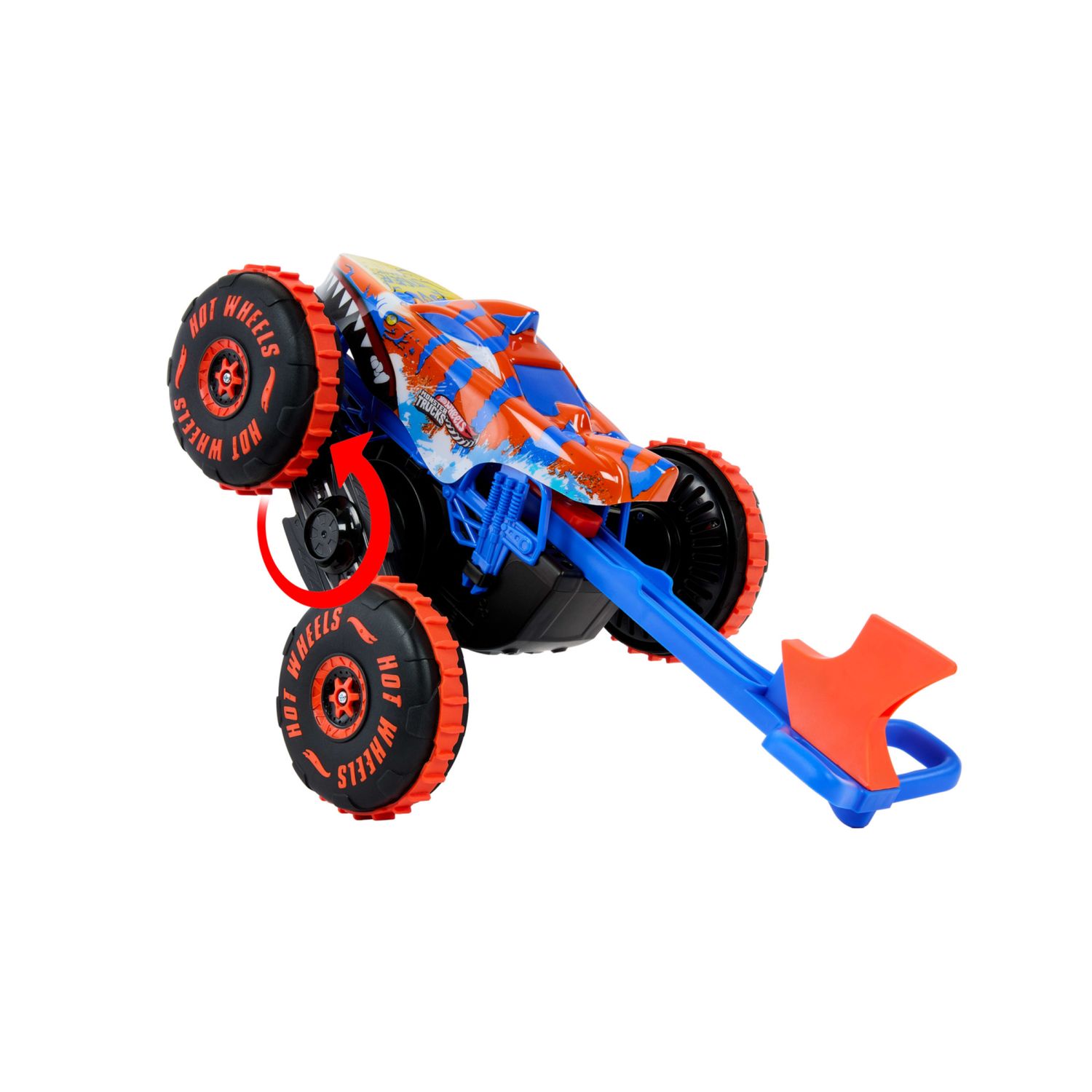 Hot wheels monster trucks - tiger shark super scalatore rc, veicolo radiocomandato con 3 modalità per gareggiare, scalare e fare acrobazie - Hot Wheels