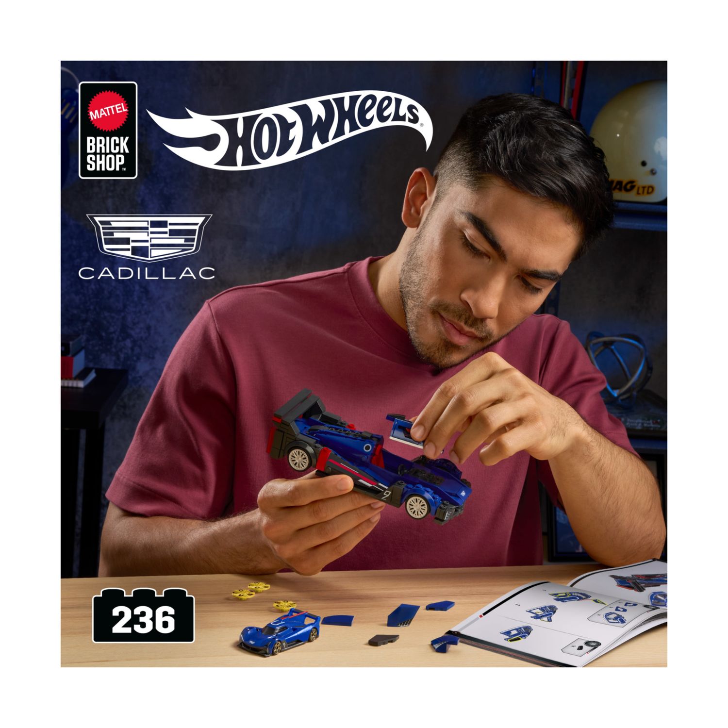 ​​mattel brick shop hot wheels - cadillac project gtp hypercar serie speed, set da costruire con 236 pezzi, dettagli realistici e adesivi - BRICK SHOP, Hot Wheels