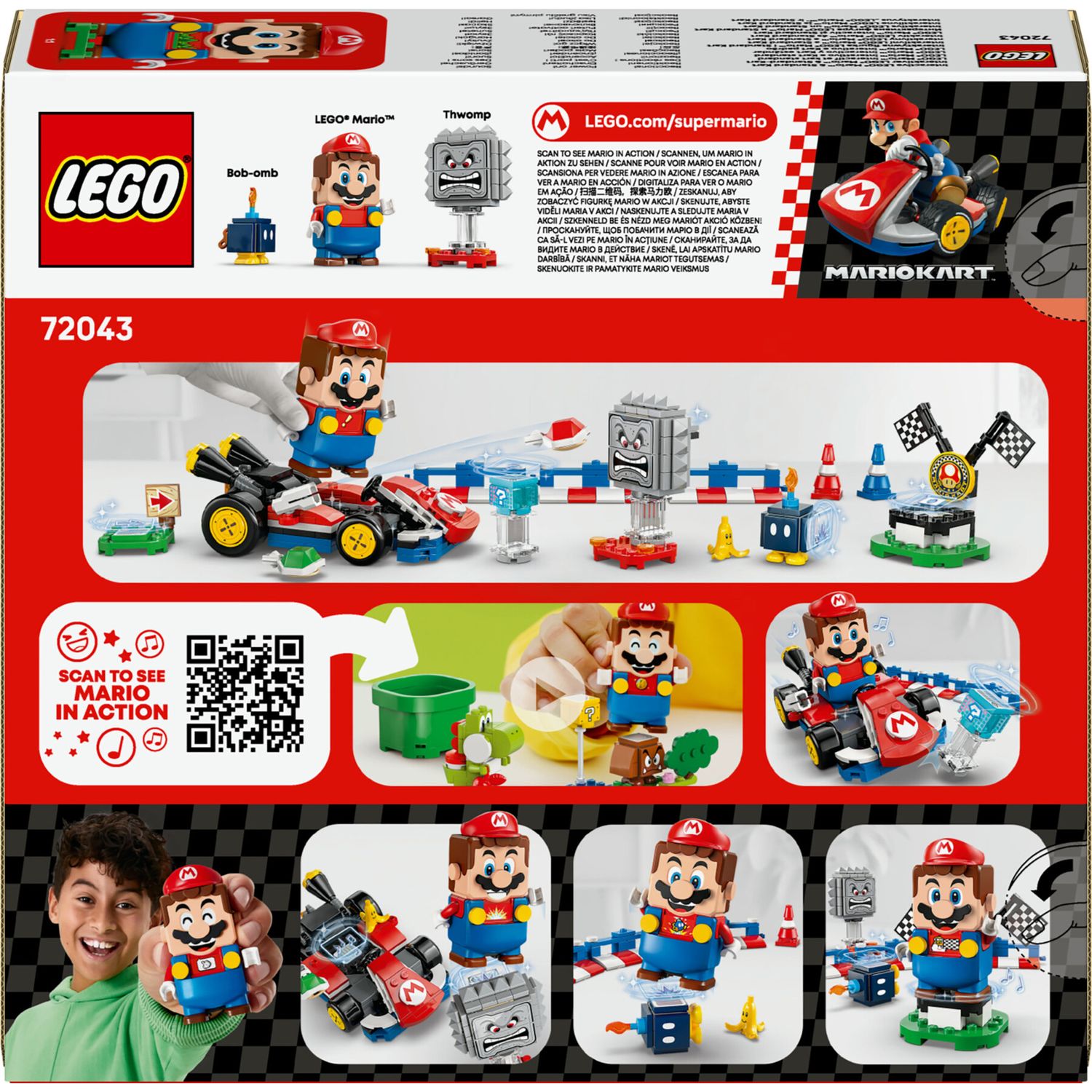 Lego 72043 - mario kart con kart standard e 3 personaggi, 7+ anni - LEGO® Super Mario™, Lego