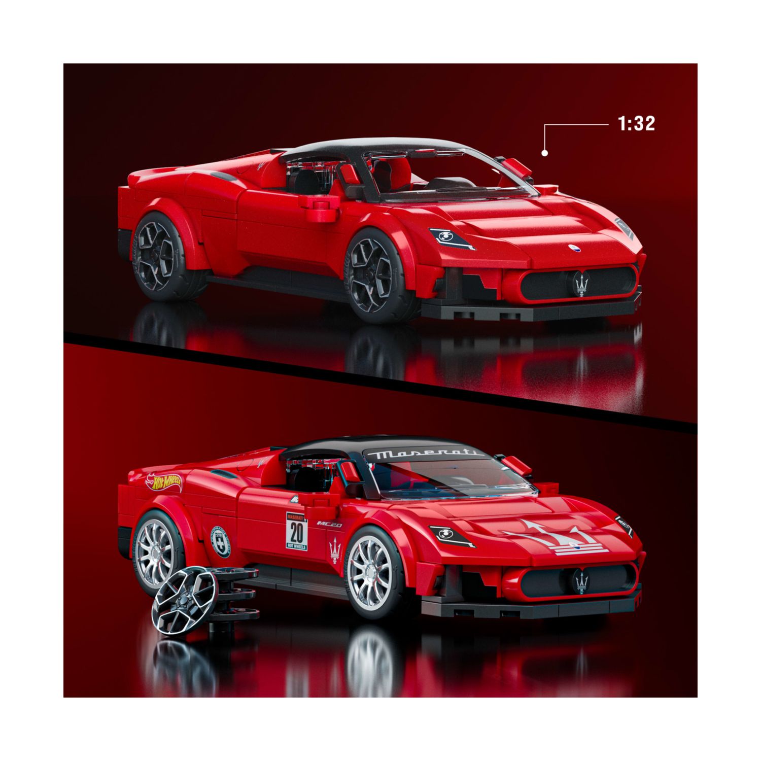 ​​mattel brick shop hot wheels - maserati mc20 serie speed, set da costruire con 250 pezzi, dettagli realistici e adesivi - BRICK SHOP, Hot Wheels