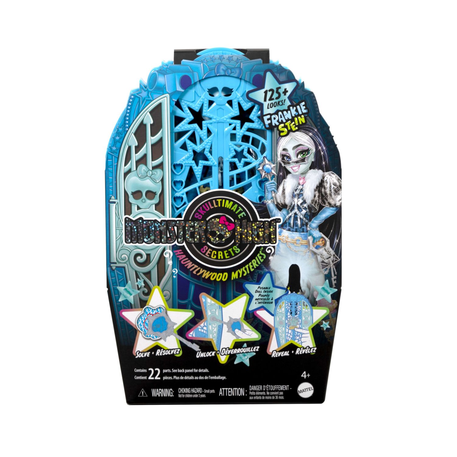 Monster high - frankie stein i misteri di hauntlywood, bambola con abiti, guardaroba e 19 accessori glamour a sorpresa - Monster High