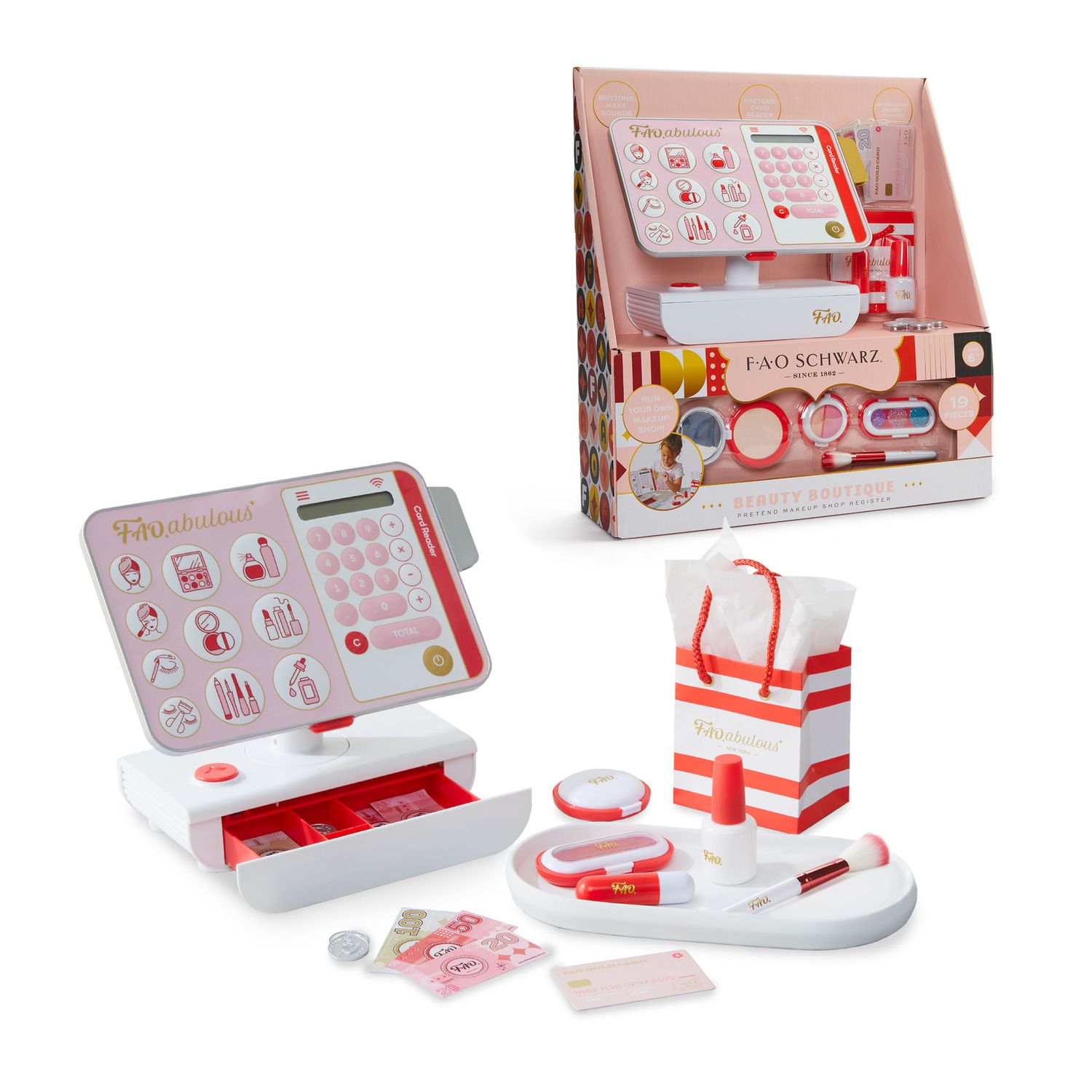 Cassa trucco fao schwarz beauty boutique – set gioco 19 pezzi - 