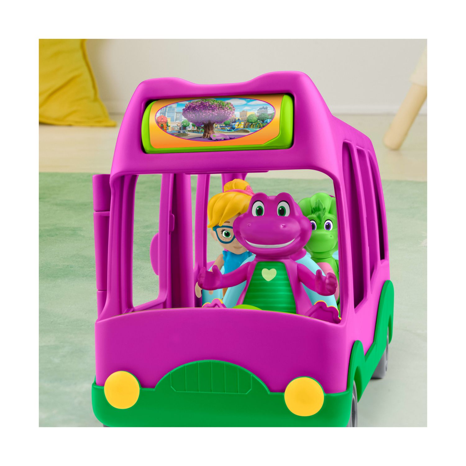 Fisher-price il mondo di barney - autobus delle avventure, set con veicolo e personaggio snodato barney incluso - FISHER PRICE