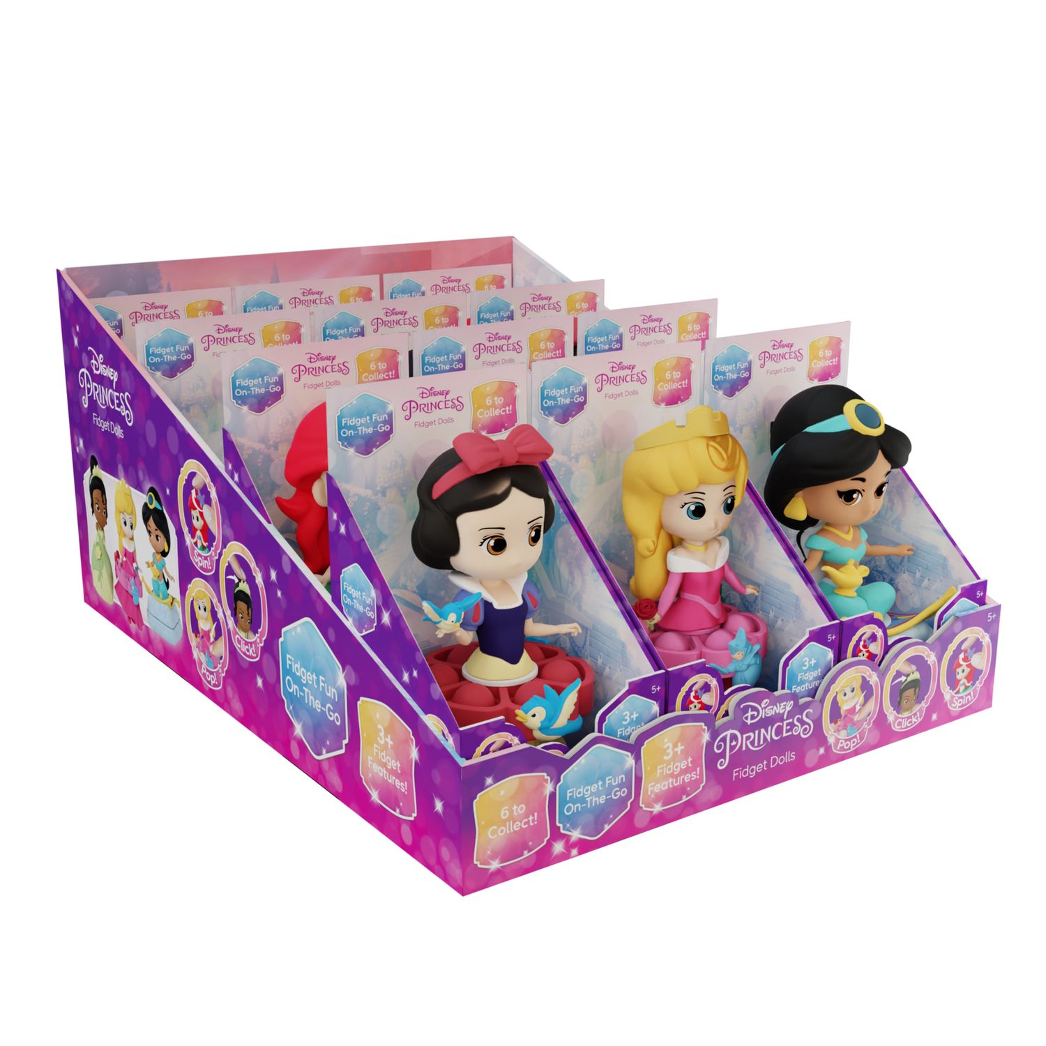 Disney princess fidget dolls - 6 principesse assortite  antistress da collezione - PRINCIPESSE DISNEY