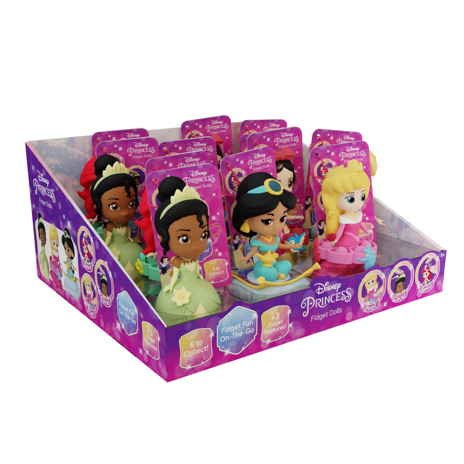 Disney princess fidget dolls - 6 principesse assortite  antistress da collezione - PRINCIPESSE DISNEY