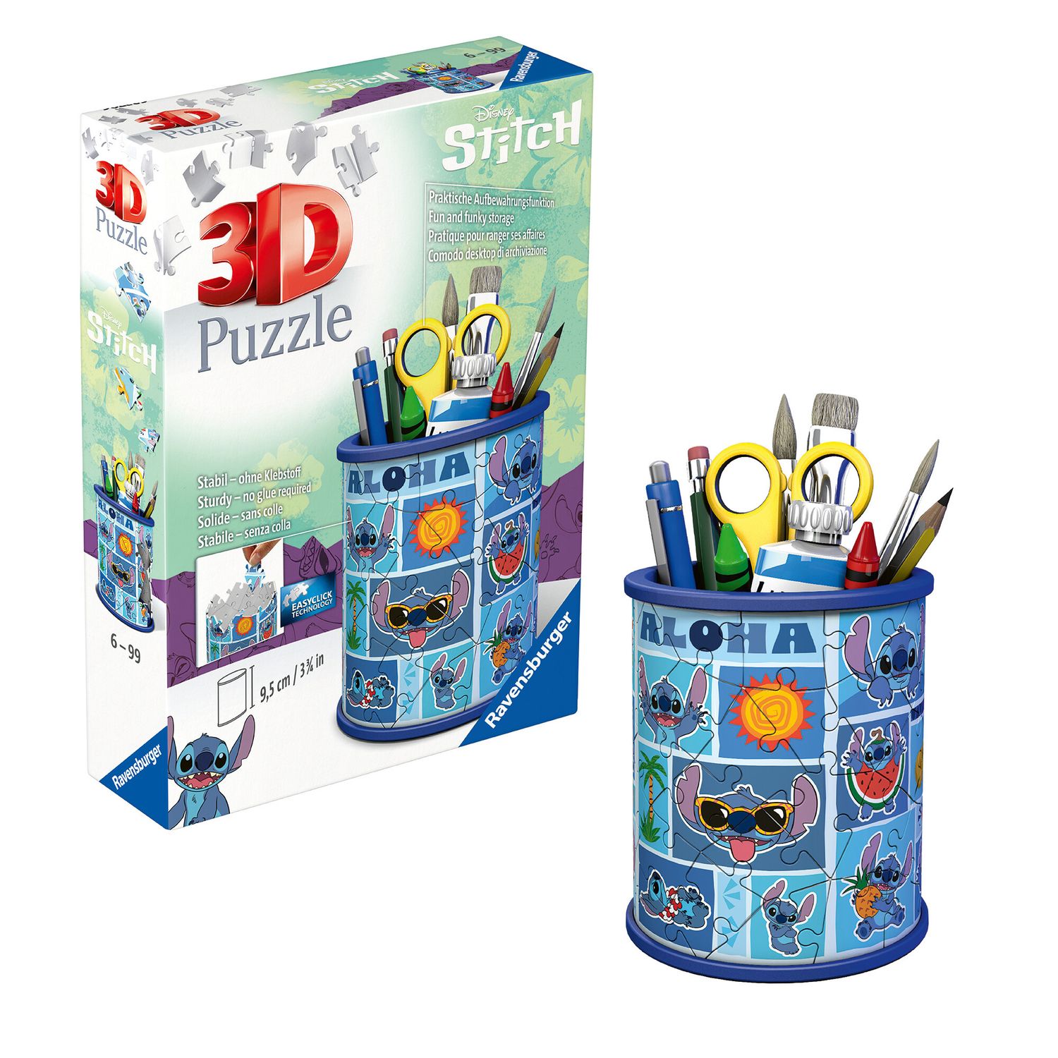Puzzle 3d portapenne stitch, 54 pezzi, 6+ anni - Disney Stitch