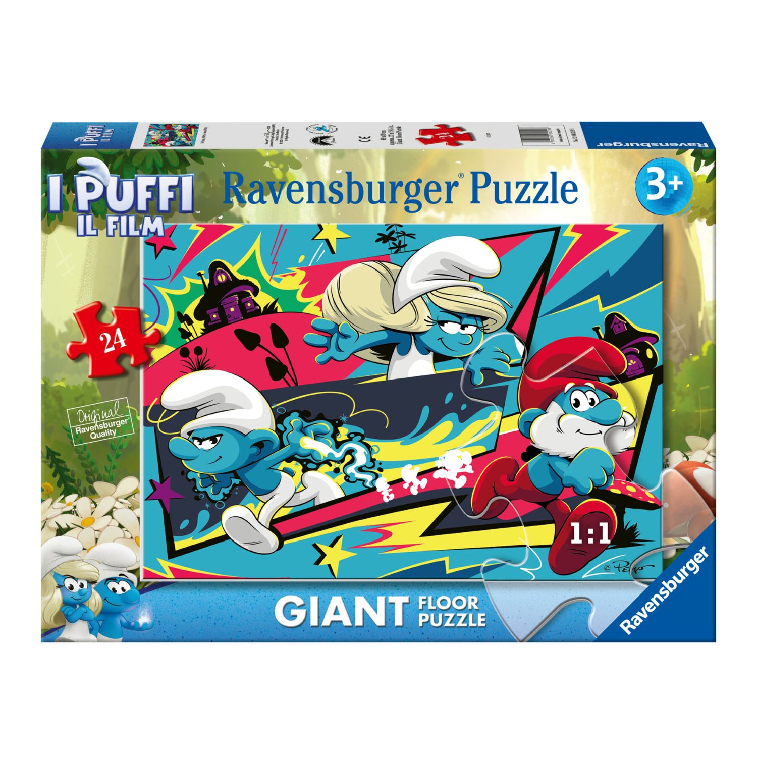 Puzzle puffi, collezione 24 giant pavimento, 24 pezzi, età raccomandata 3+ anni - Puffi