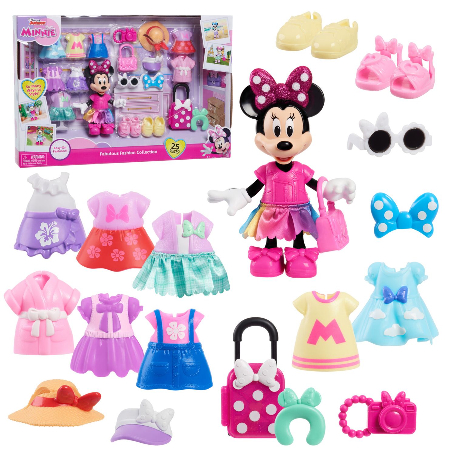 Just play disney junior minnie fabulous fashion collection articulated doll & accessories, 25 pezzi - Disney, Minnie