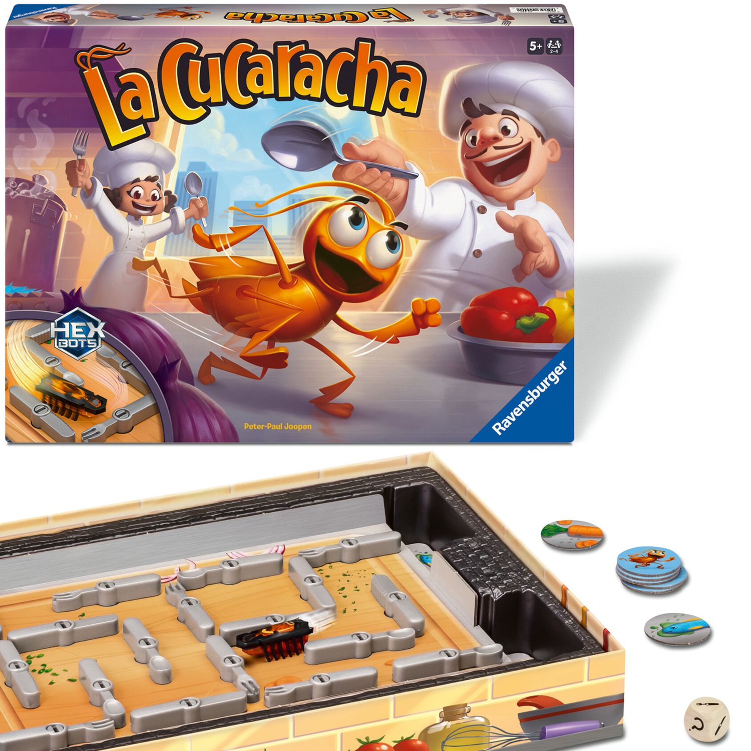 Ravensburger 22440 - la cucaracha - gioco d'azione con scarafaggio elettronico per grandi e piccini, per 2-4 giocatori, per bambini dai 5 anni - RAVENSBURGER
