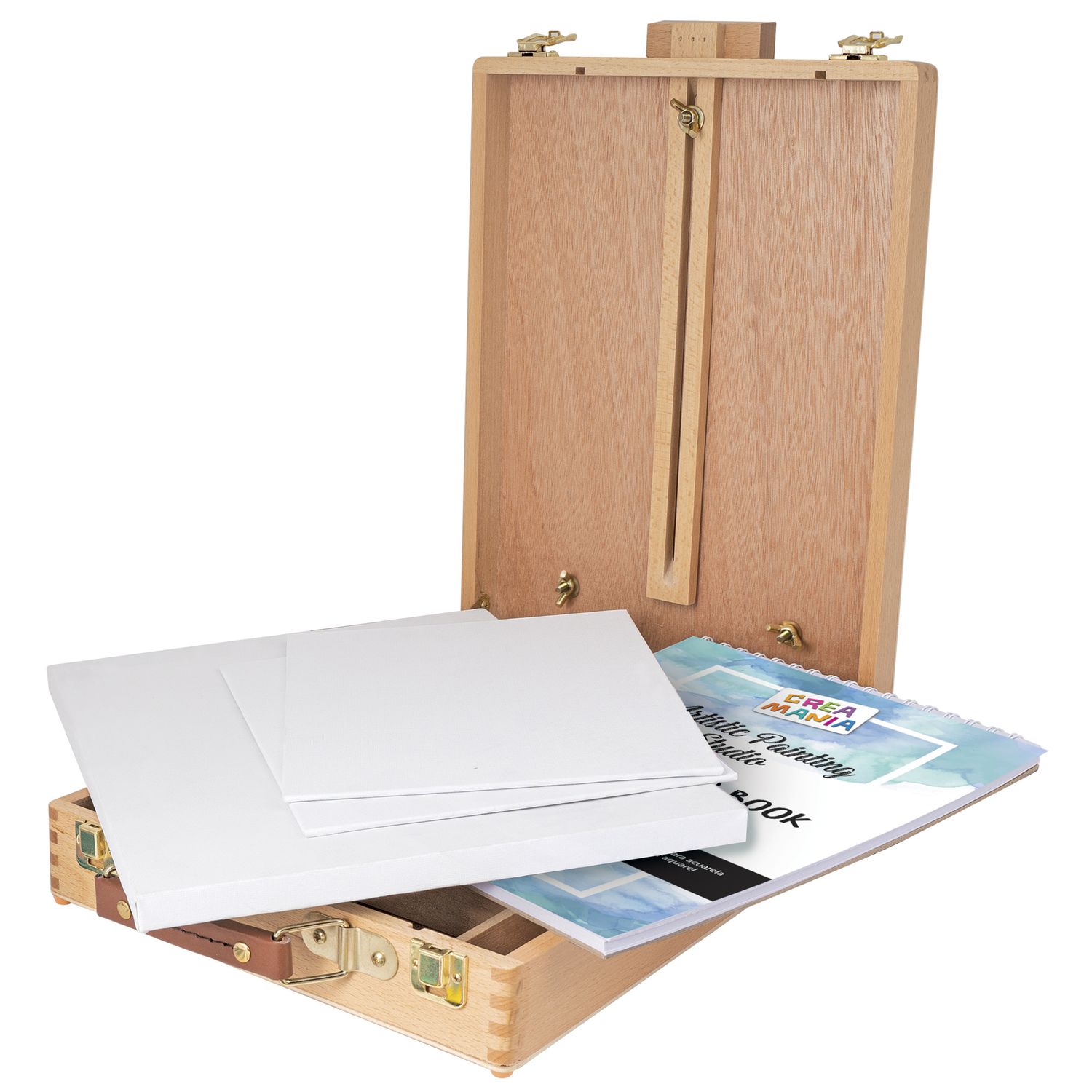 Set d’arte 2-in-1 con valigetta e cavalletto - pennelli e colori inclusi - 