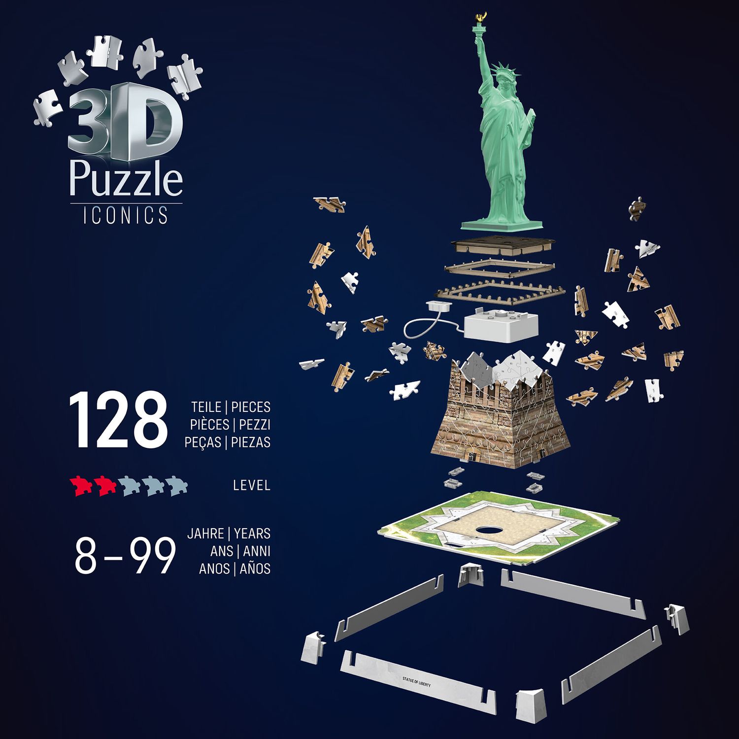 Puzzle 3d iconico: statua della libertà - replica dettagliata in un affascinante modello puzzle 3d - RAVENSBURGER