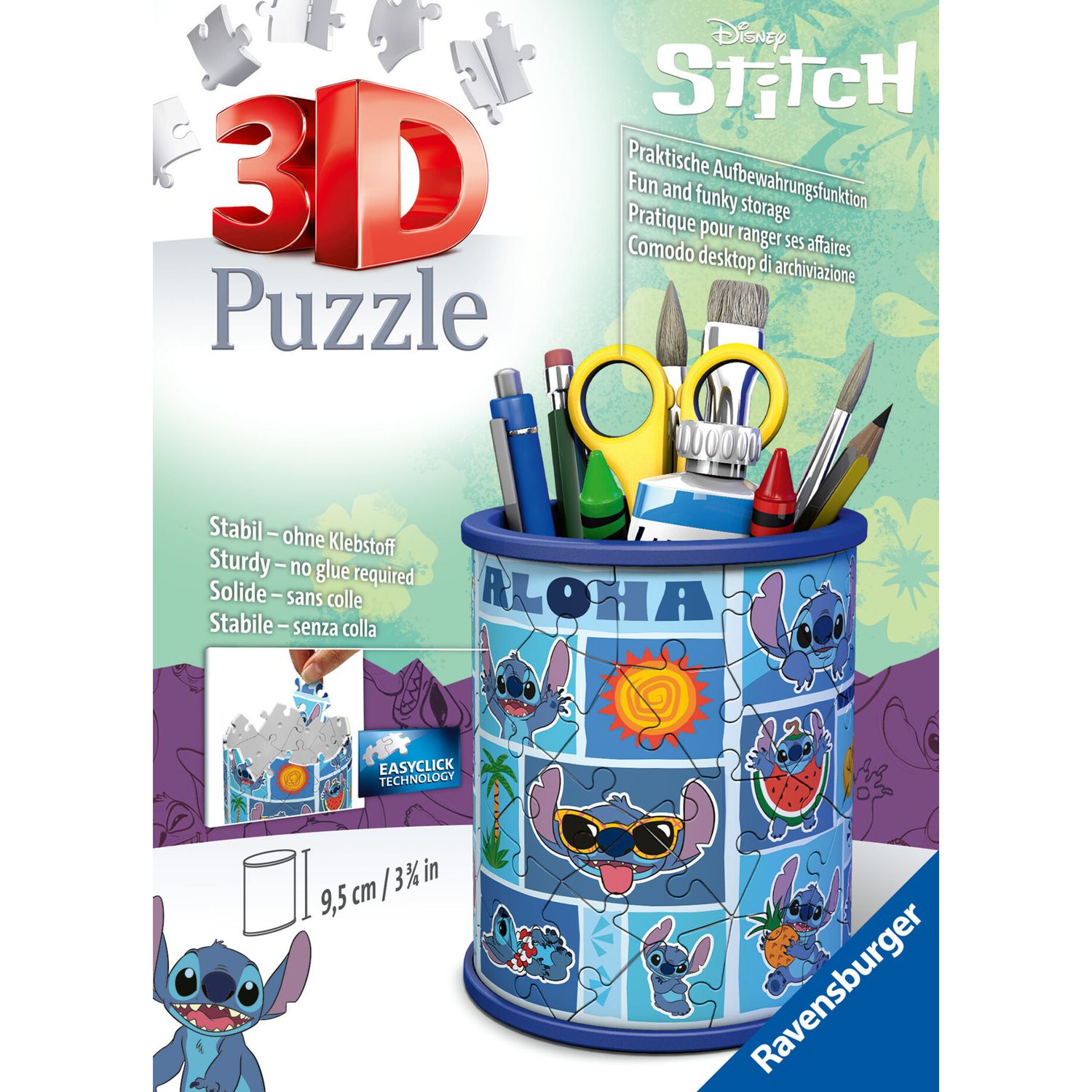 Puzzle 3d portapenne stitch, 54 pezzi, 6+ anni - Disney Stitch