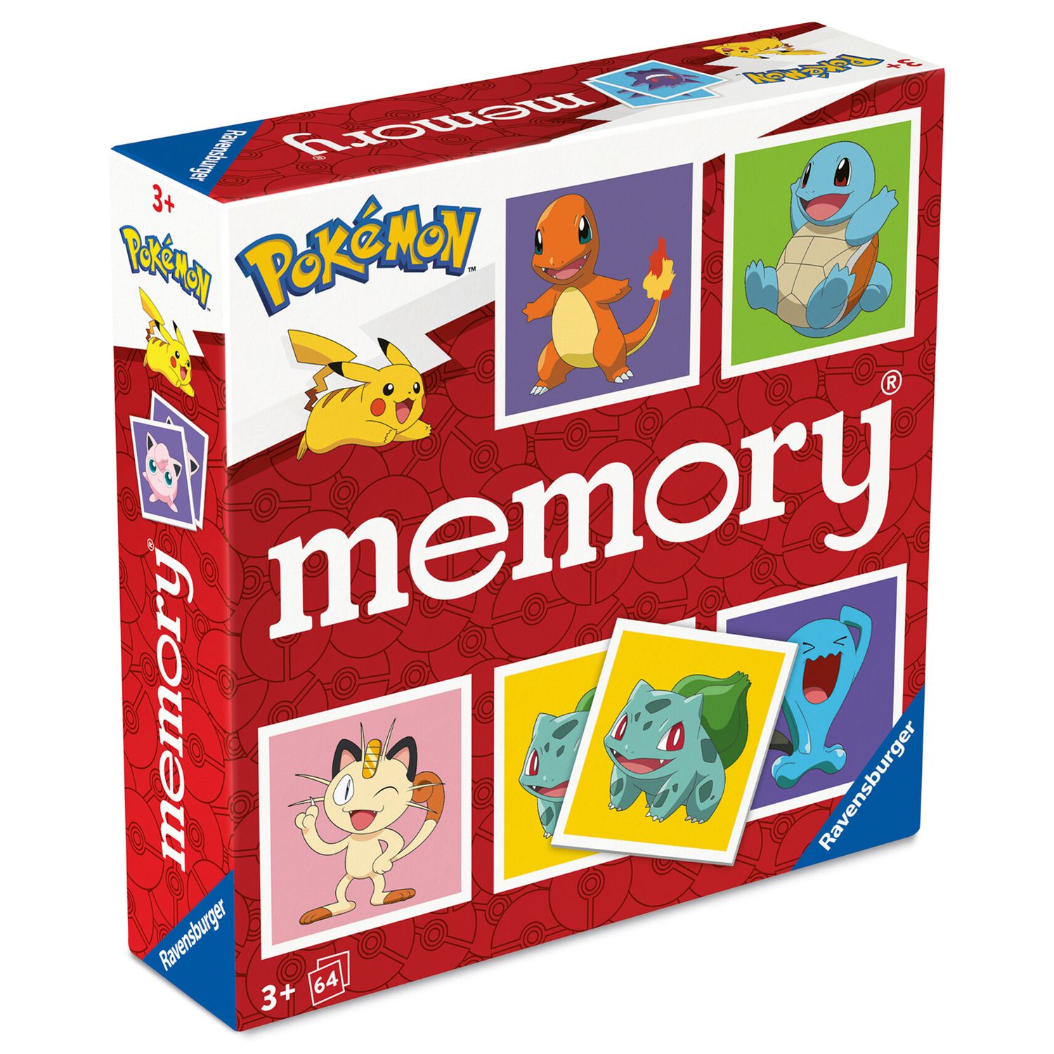 Ravensburger 24853 memory® pokémon - il famosissimo gioco di memoria con 32 coppie di carte, per 2-8 fan dei pokémon dai 3 anni in su - POKEMON