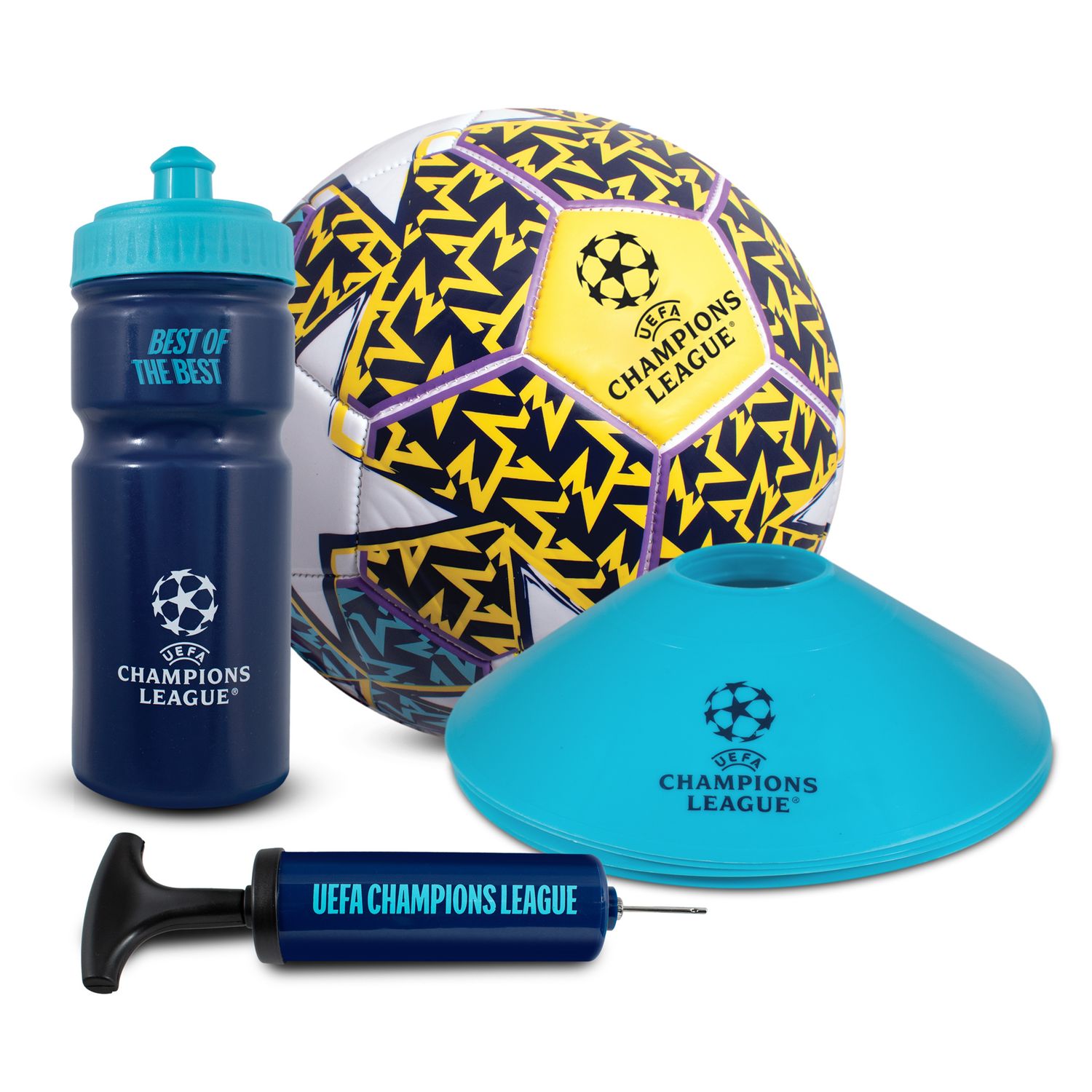 Set calcio uefa champions league con pallone e accessori - Toys Center