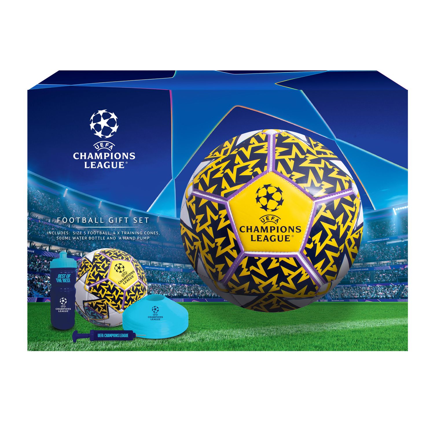 Set calcio uefa champions league con pallone e accessori - Toys Center