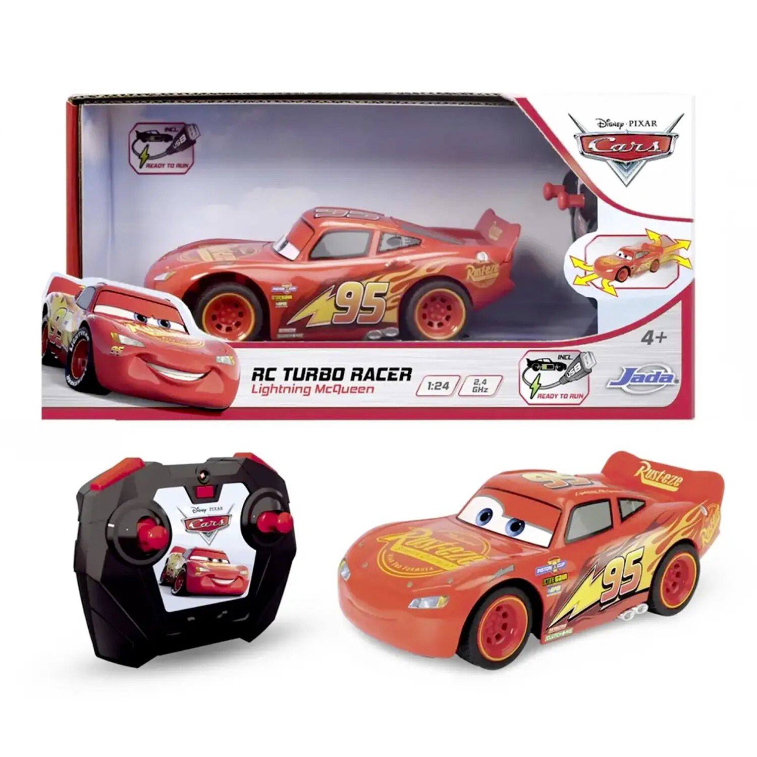 Cars 3 saetta mcqueen turbo racer radiocomandato scala 1:24 - JADA