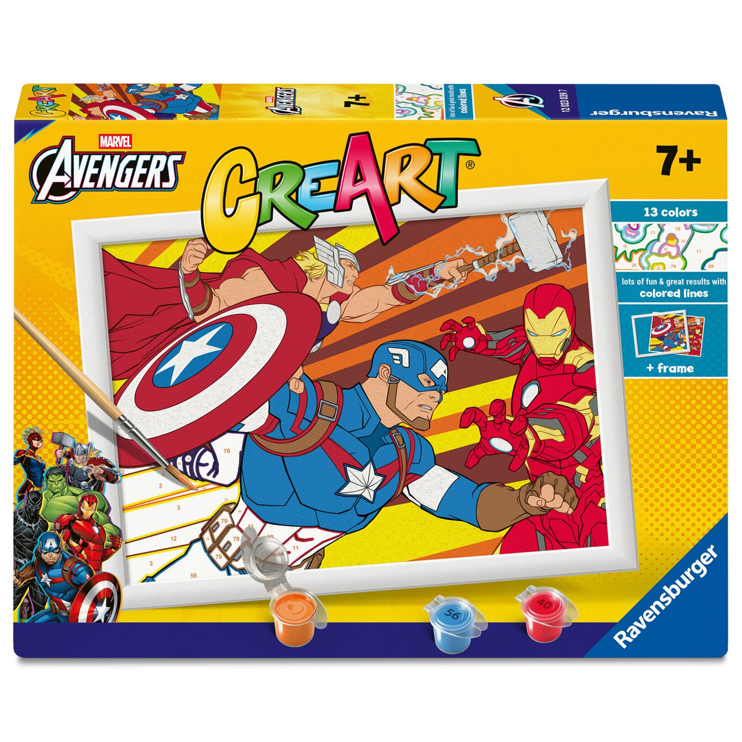 Ravensburger - creart serie e captain america kit dipingi con numeri 7+ - Avengers