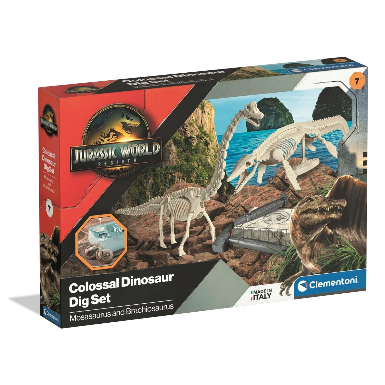 Clementoni - colossal dinosaur dig set - mosasaurus and brachiosaurus - 19434 - CLEMENTONI, Jurassic World