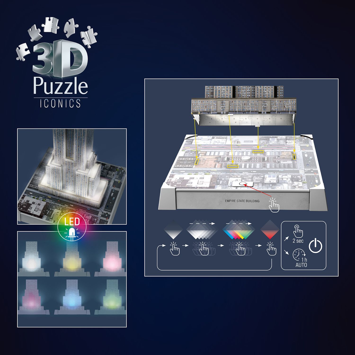 Puzzle 3d iconico: empire state building - replica dettagliata in un affascinante modello puzzle 3d - RAVENSBURGER