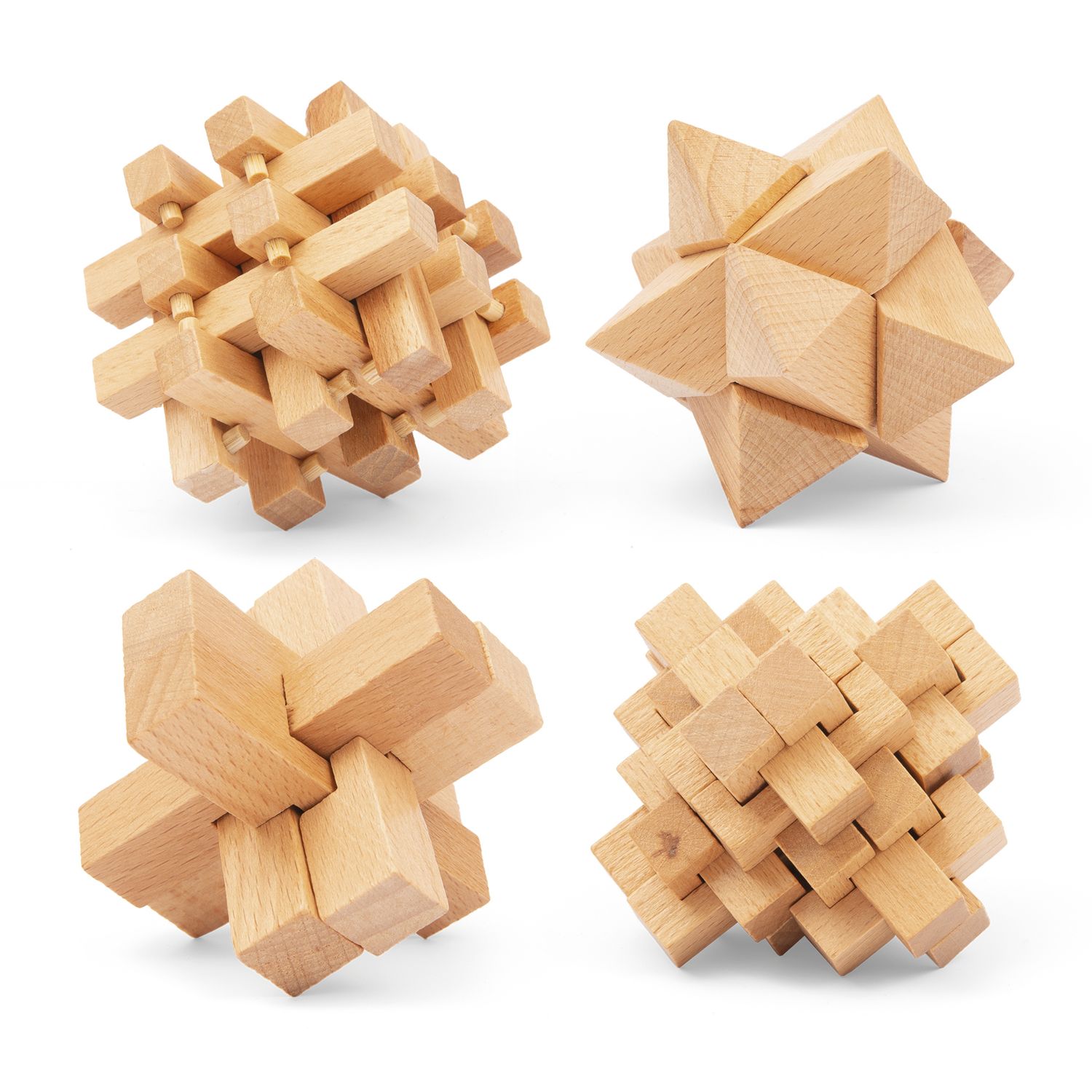 4 rompicapi in legno - giochi di logica e concentrazione - ZIG ZAG