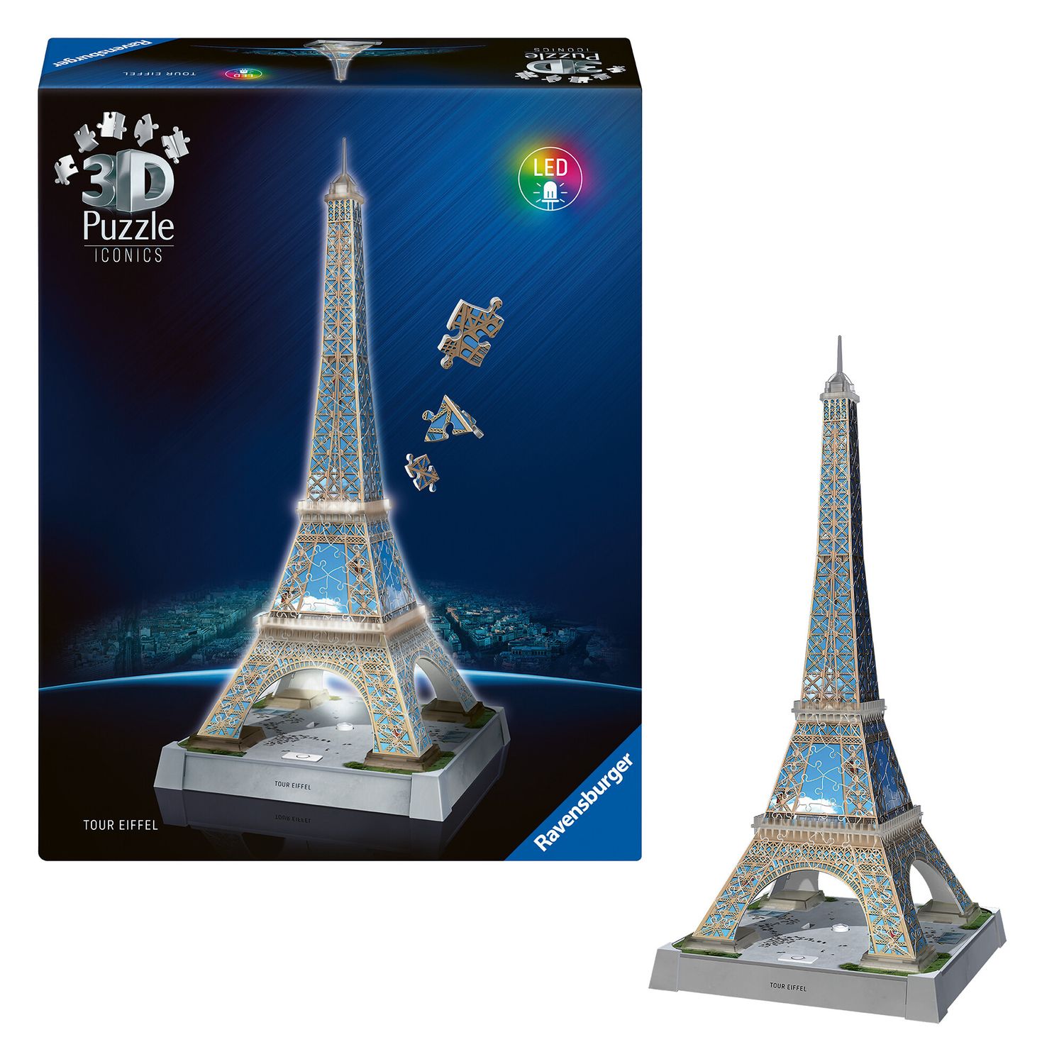 Ravensburger - puzzle 3d iconics: tour eiffel - con luce - RAVENSBURGER 3D PUZZLE