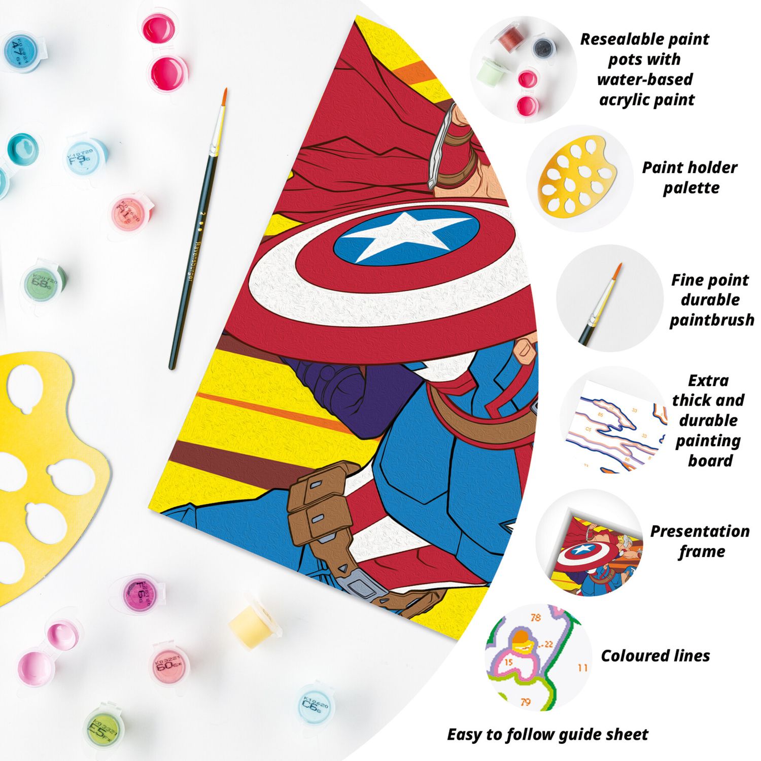 Ravensburger - creart serie e captain america kit dipingi con numeri 7+ - Avengers