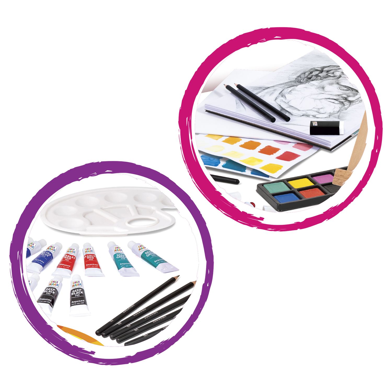 Set d’arte 2-in-1 con valigetta e cavalletto - pennelli e colori inclusi - 