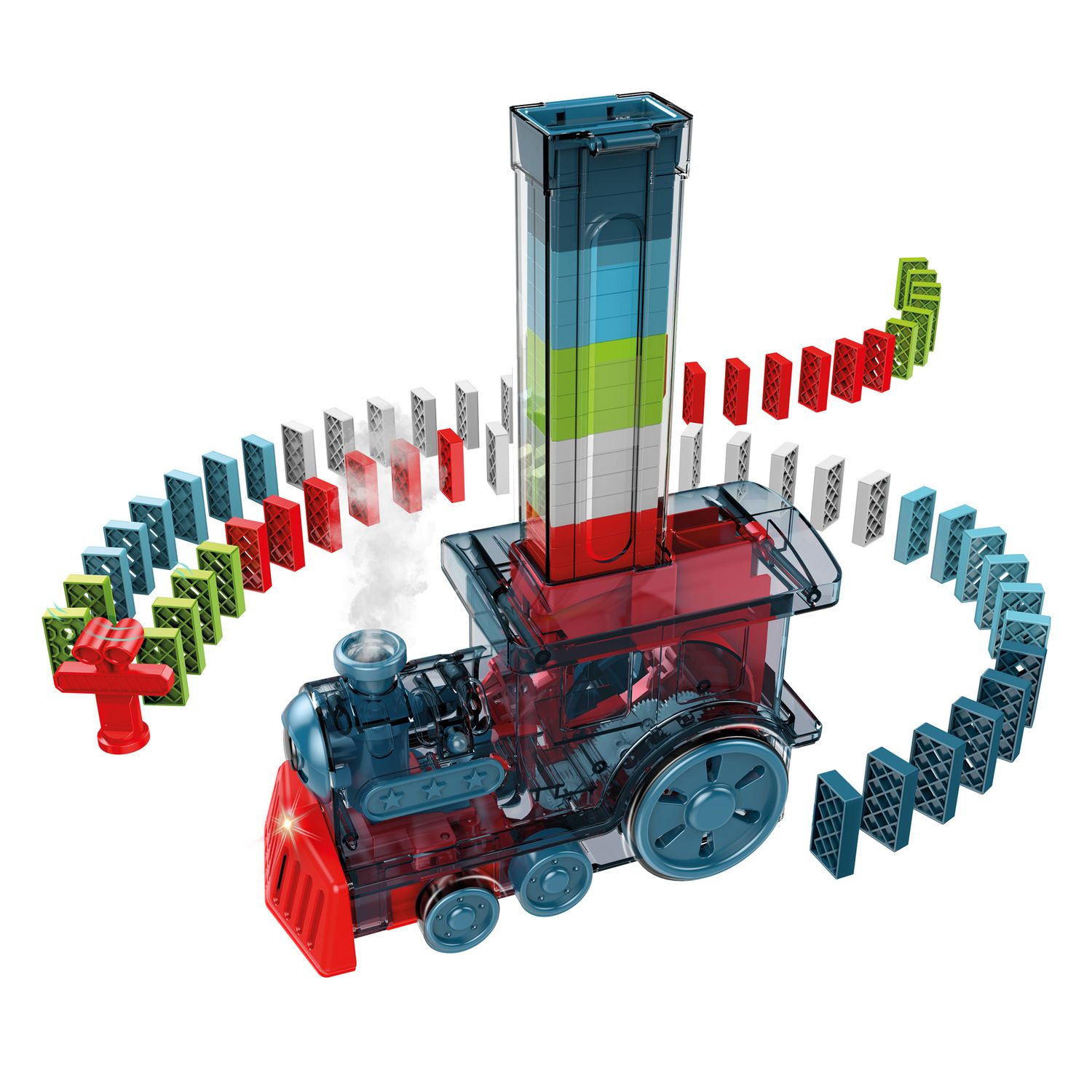 Domino train elettrico con 200 tessere e effetto fumo - ZIG ZAG