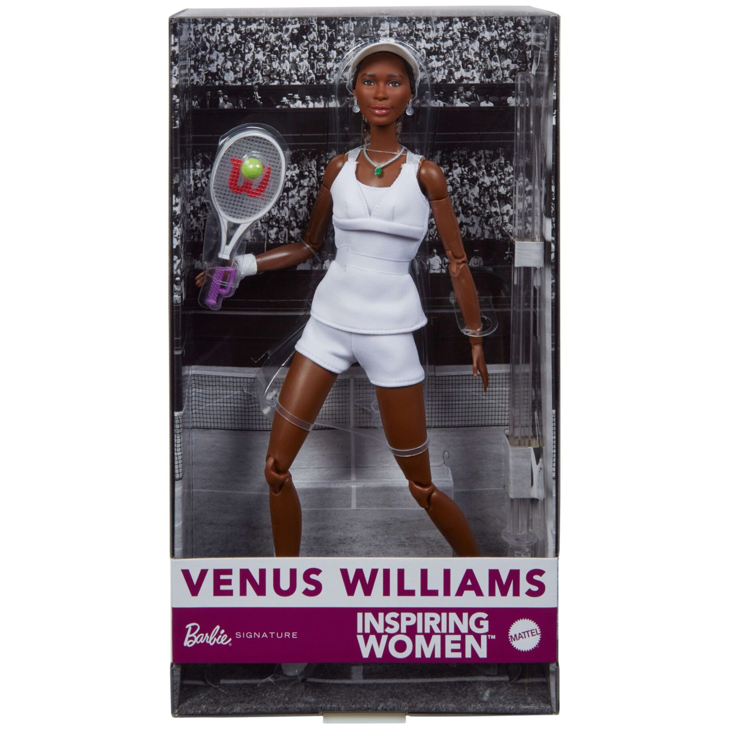 Barbie signature - venus williams serie inspiring women, bambola da collezione con completo da tennis e racchetta inclusa - Barbie