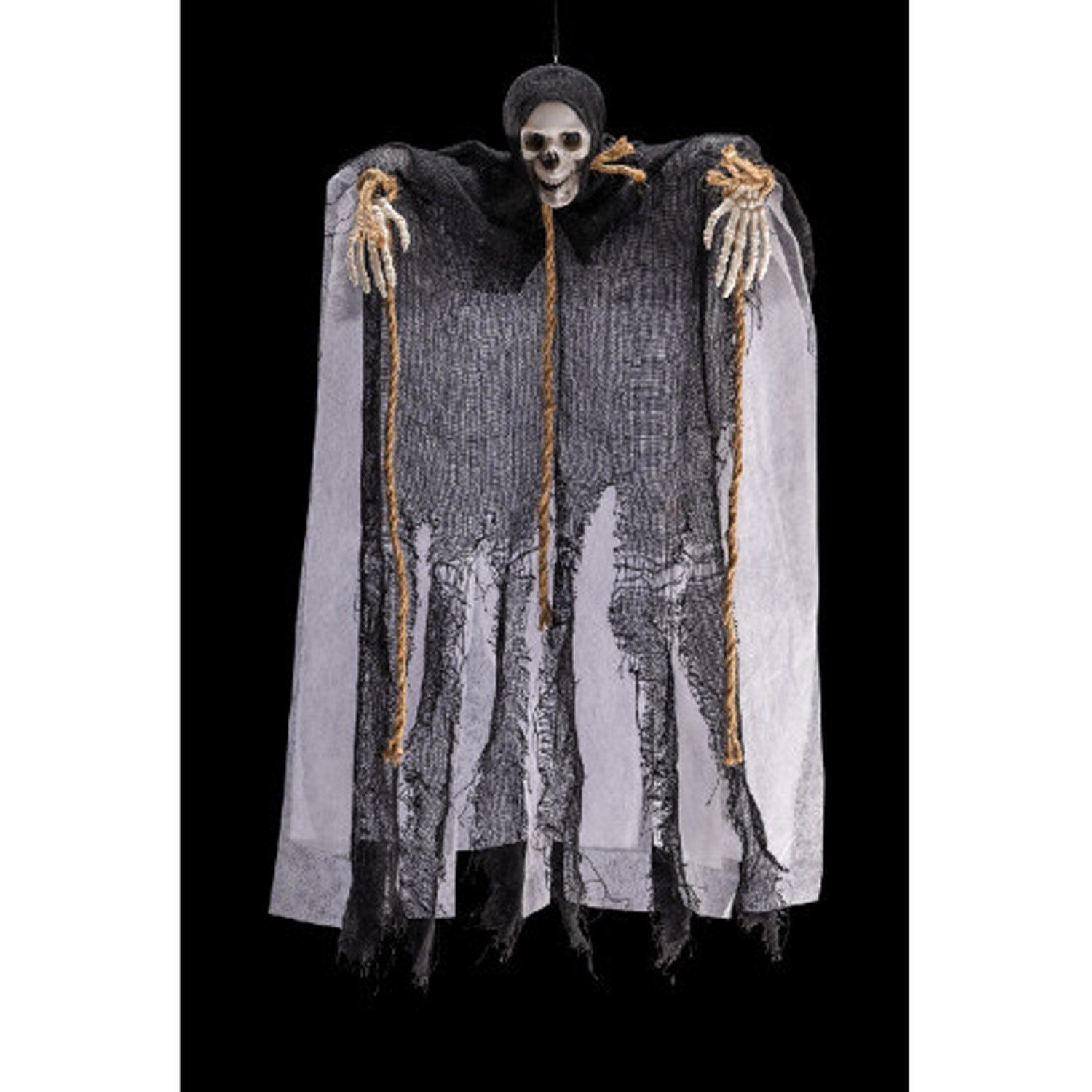 Scheletro appendibile con corde e abito nero 70 cm - CARNIVAL TOYS