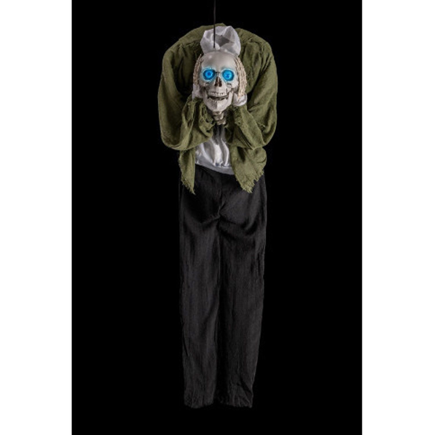 Scheletro appendibile con testa tra le mani 145 cm con luci e suoni - CARNIVAL TOYS