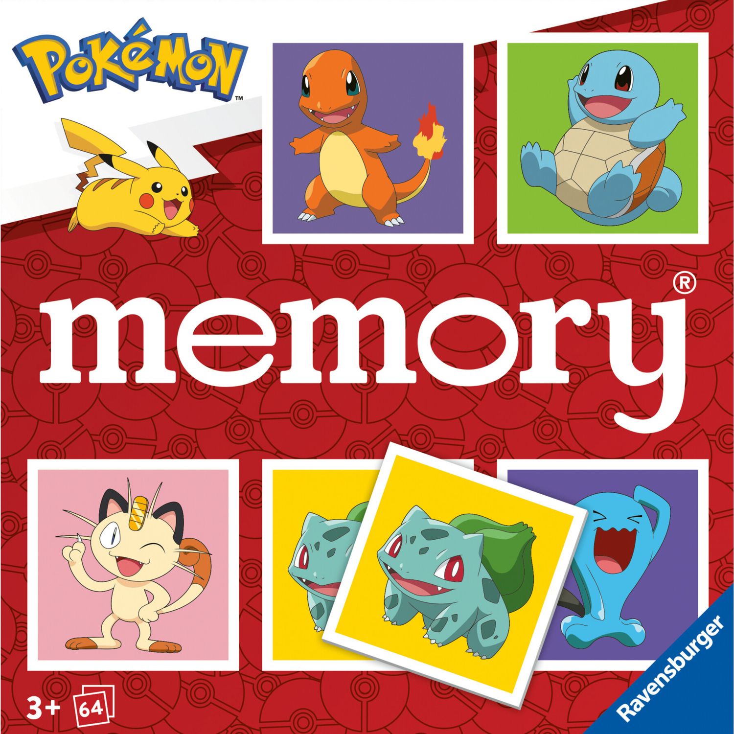 Ravensburger 24853 memory® pokémon - il famosissimo gioco di memoria con 32 coppie di carte, per 2-8 fan dei pokémon dai 3 anni in su - POKEMON